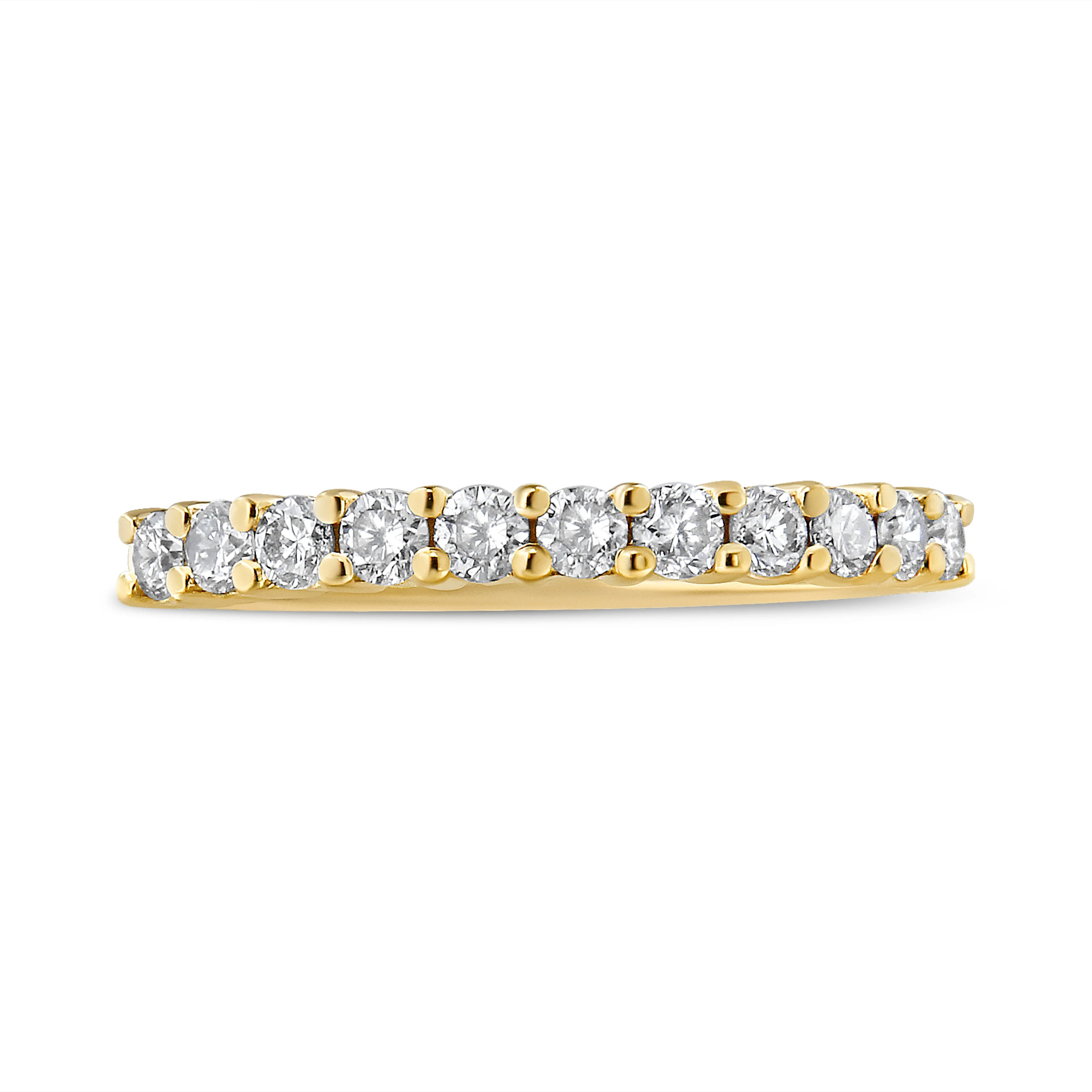 IGI Certified 1/2 Cttw Diamond 10K Yellow Gold Prong Set Fluted Band Style Wedding Ring (J-K Color, I1-I2 Clarity) - Size 7 - Image 2
