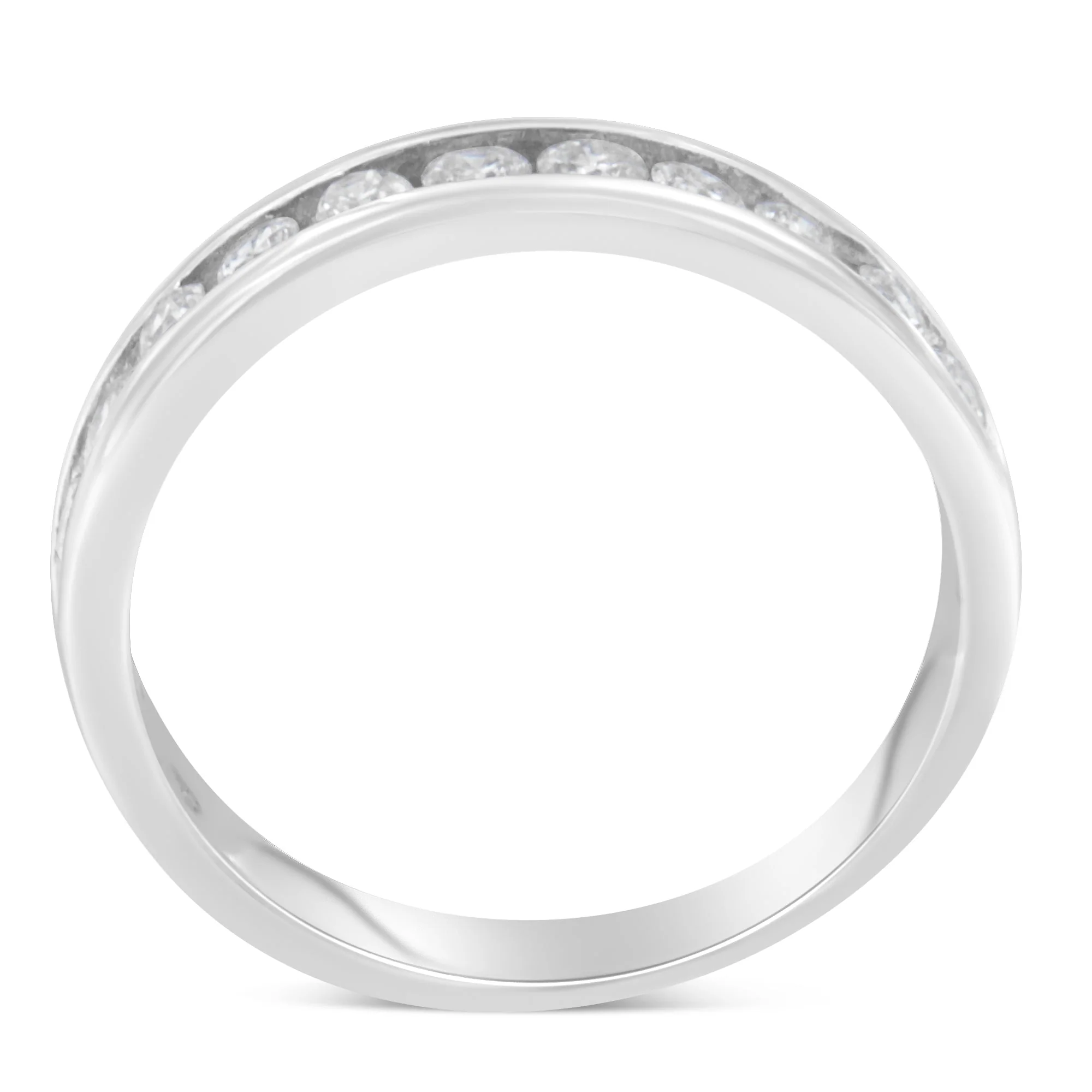 IGI Certified 1/2 Cttw Round Brilliant Cut Diamond 18K White Gold Channel Set Eternity Style Wedding Band Ring (H-I Color, I1-I2 Clarity) - Size 7 - Image 3