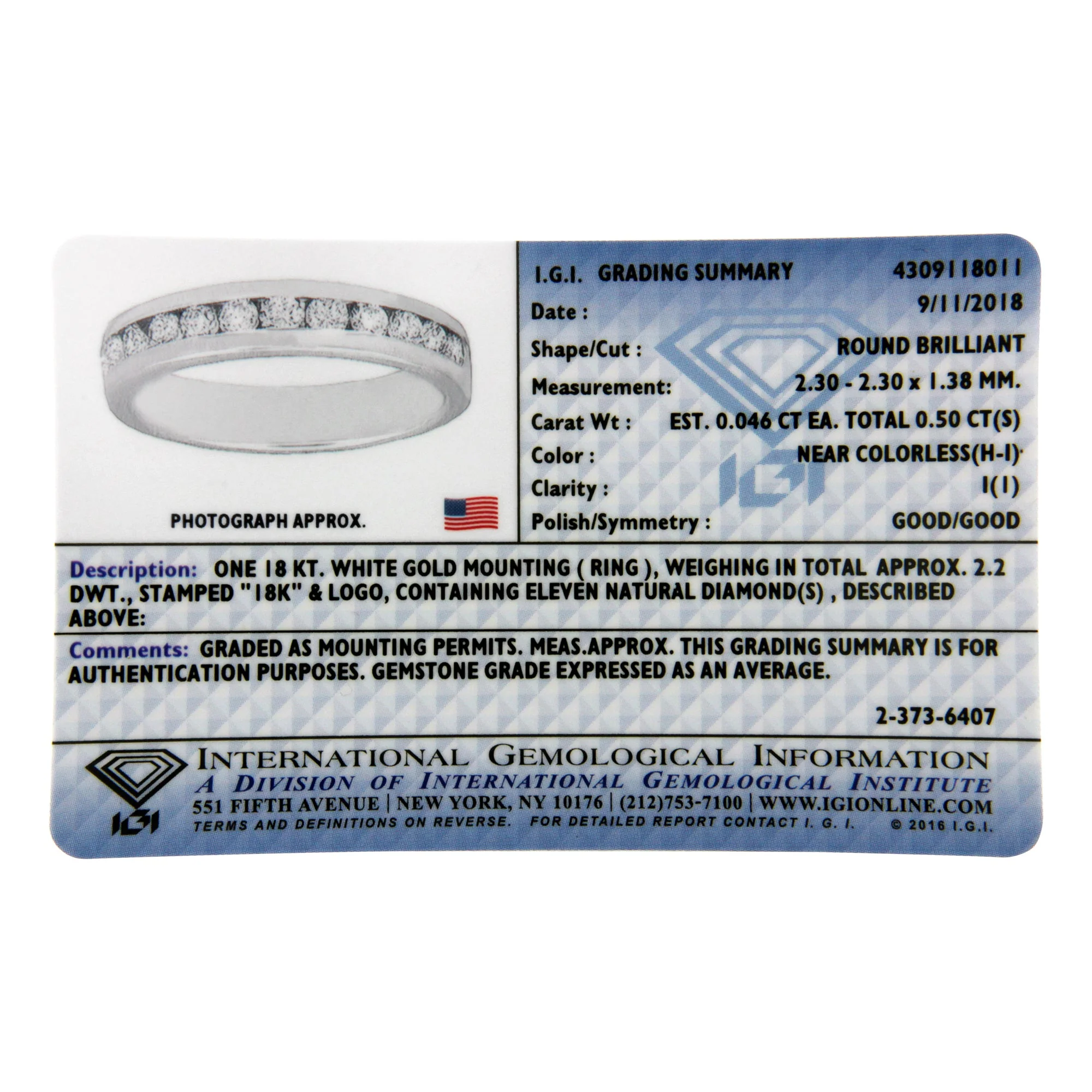 IGI Certified 1/2 Cttw Round Brilliant Cut Diamond 18K White Gold Channel Set Eternity Style Wedding Band Ring (H-I Color, I1-I2 Clarity) - Size 7 - Image 5