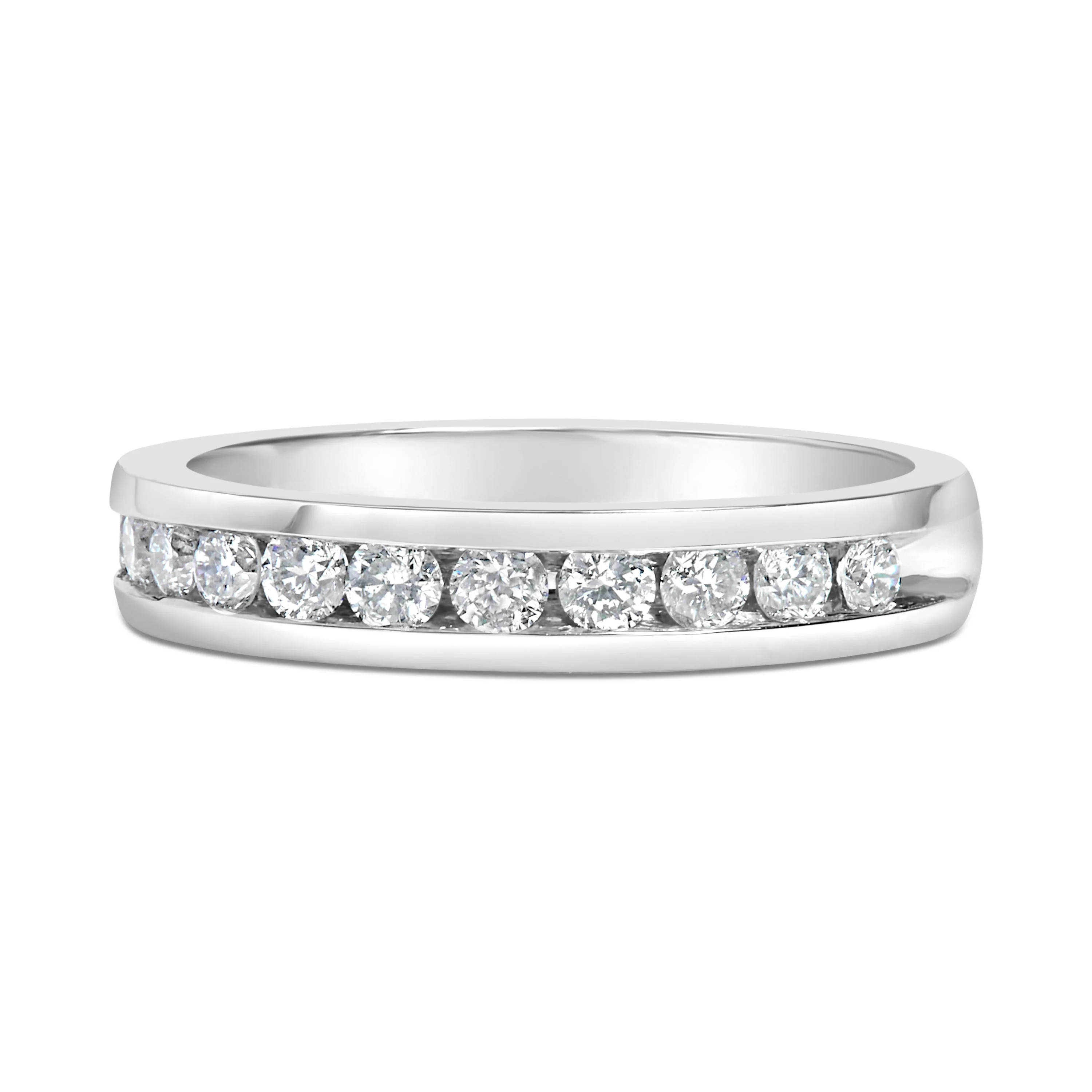 IGI Certified 1/2 Cttw Round Brilliant Cut Diamond 18K White Gold Channel Set Eternity Style Wedding Band Ring (H-I Color, I1-I2 Clarity) - Size 7 - Image 6