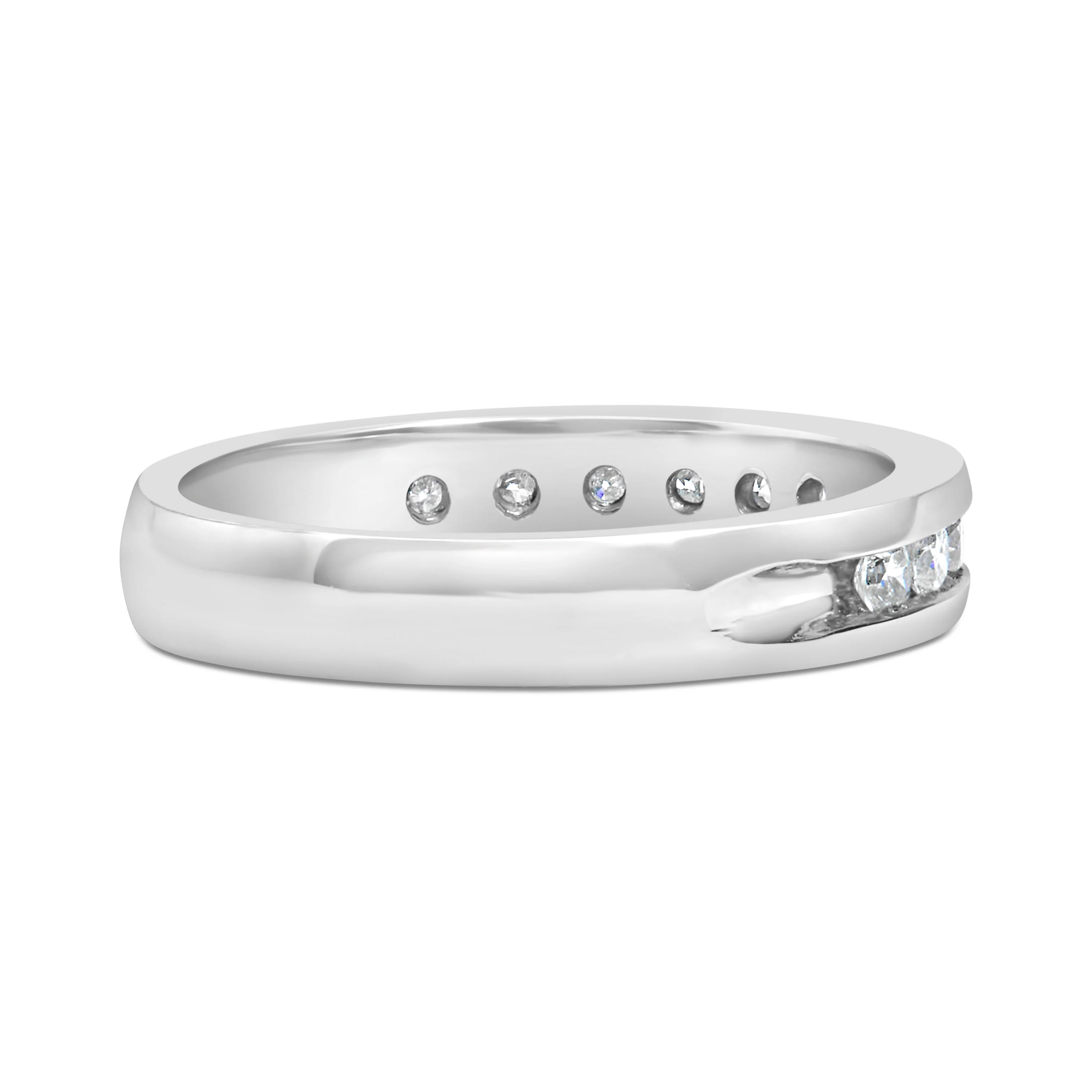 IGI Certified 1/2 Cttw Round Brilliant Cut Diamond 18K White Gold Channel Set Eternity Style Wedding Band Ring (H-I Color, I1-I2 Clarity) - Size 7 - Image 7
