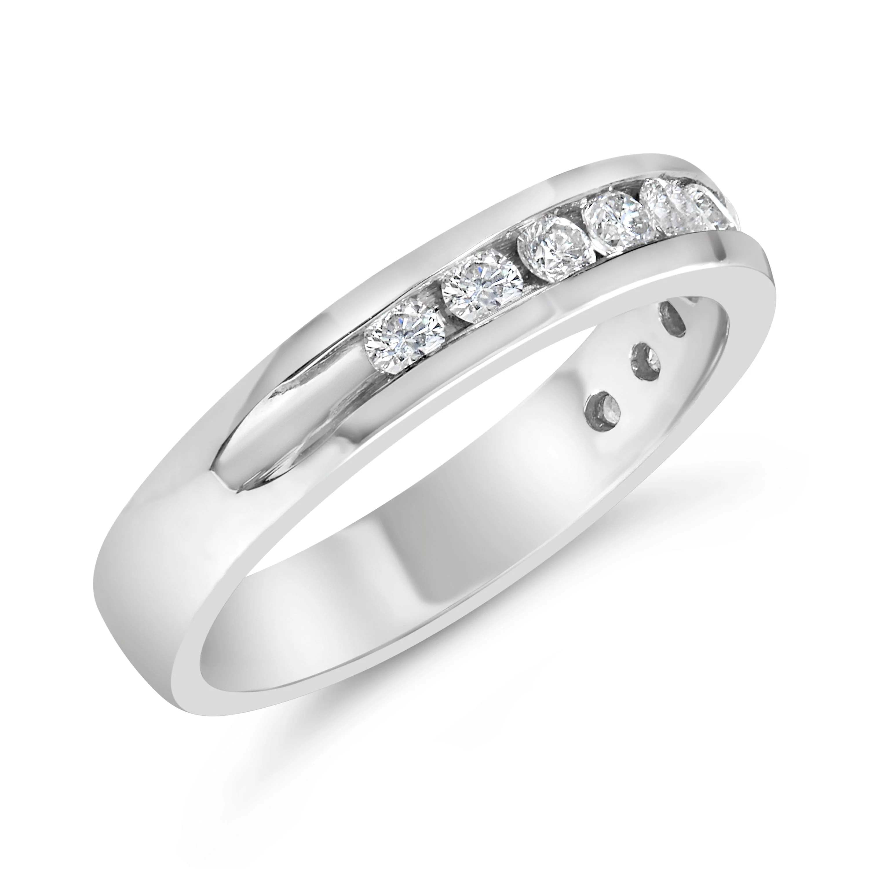 IGI Certified 1/2 Cttw Round Brilliant Cut Diamond 18K White Gold Channel Set Eternity Style Wedding Band Ring (H-I Color, I1-I2 Clarity) - Size 7 - Image 8