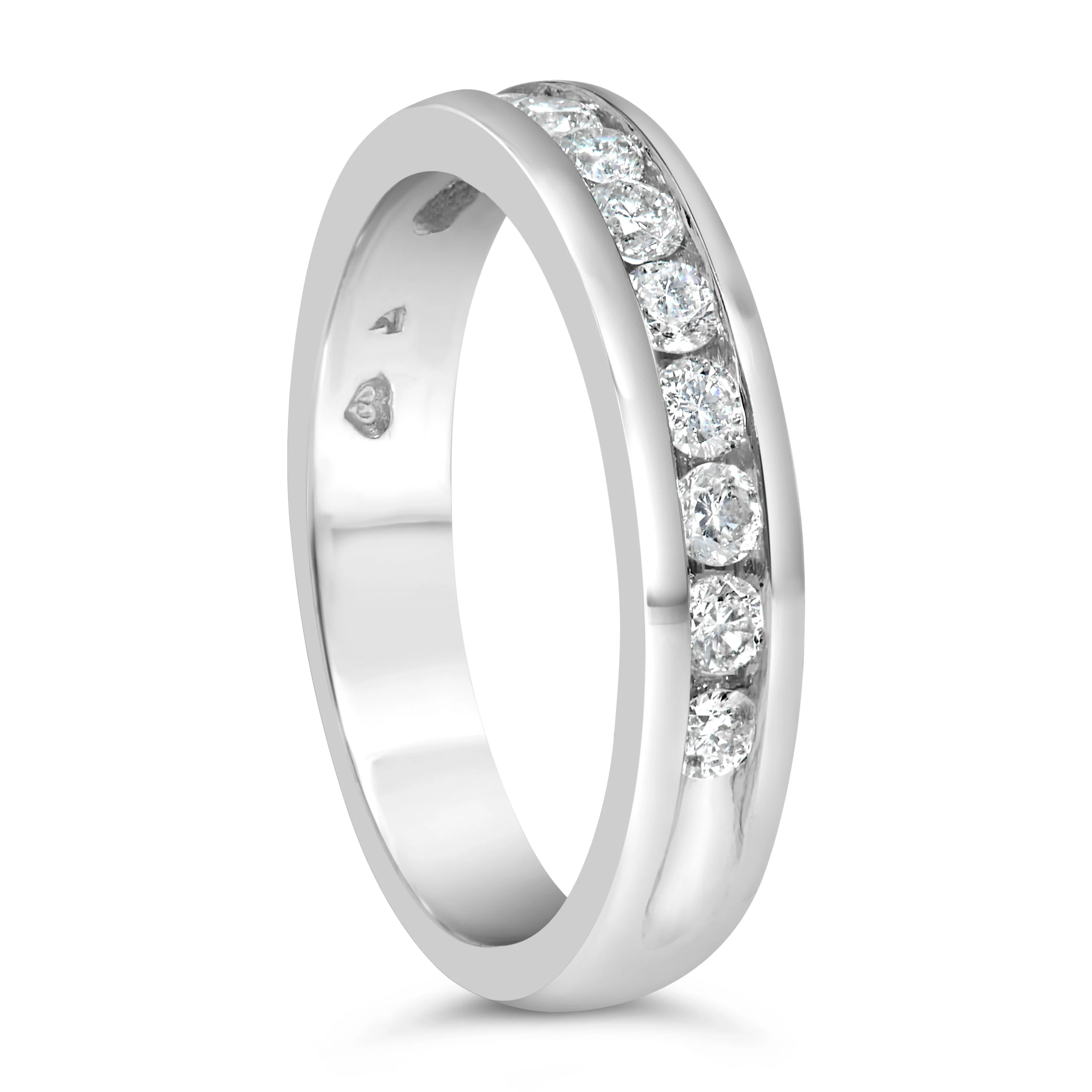 IGI Certified 1/2 Cttw Round Brilliant Cut Diamond 18K White Gold Channel Set Eternity Style Wedding Band Ring (H-I Color, I1-I2 Clarity) - Size 7 - Image 9