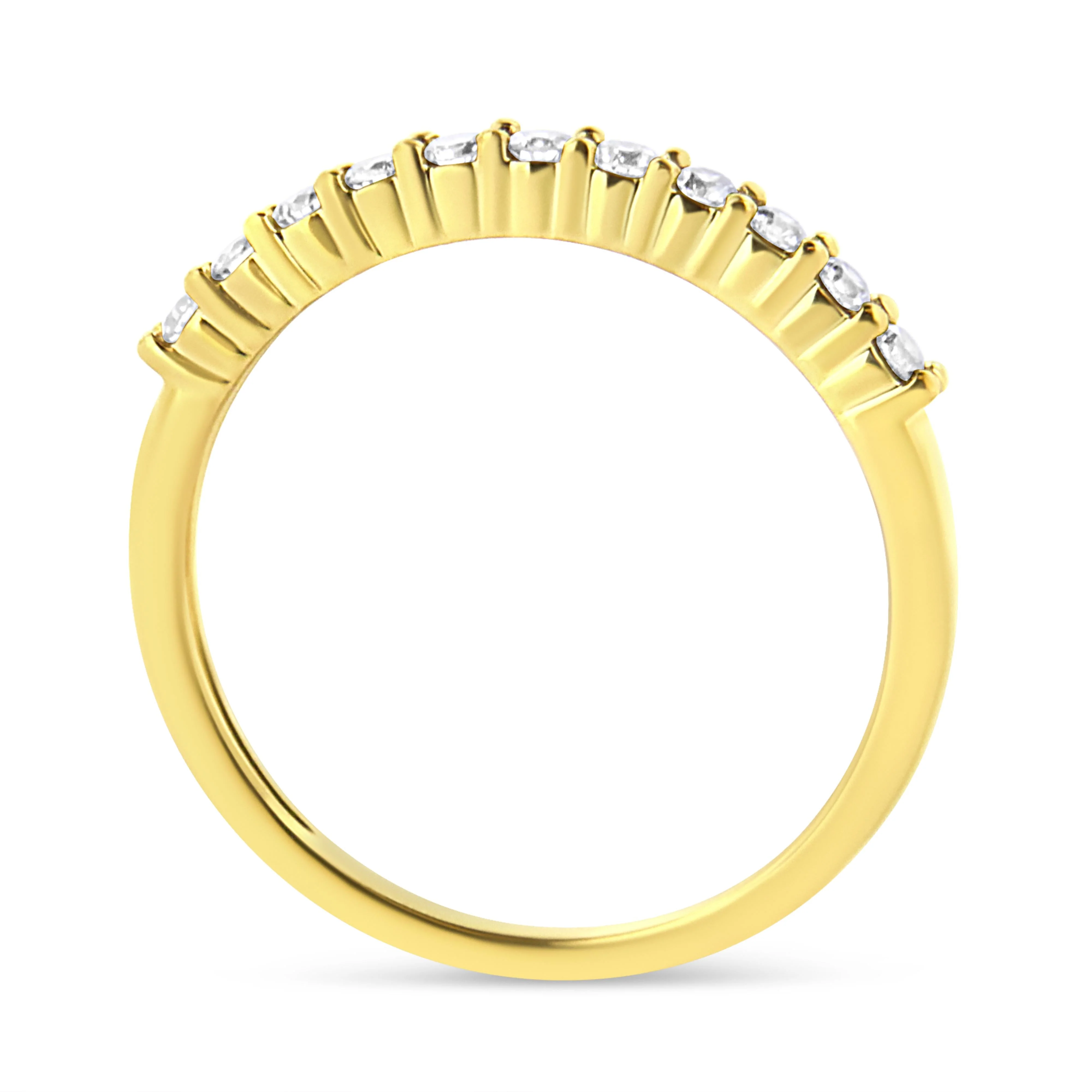 IGI Certified 1/4 Cttw Diamond 10K Yellow Gold Prong Set Fluted Band Style Ring (I-J Color, I2-I3 Clarity) - Size 7 - Image 2