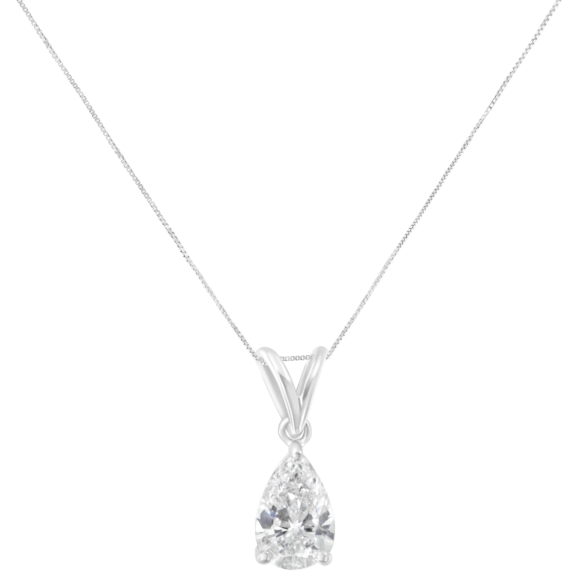 IGI certified 10K White Gold 1/2 cttw Diamond Pear Pendant Necklace (I-J, I1) - Image 4