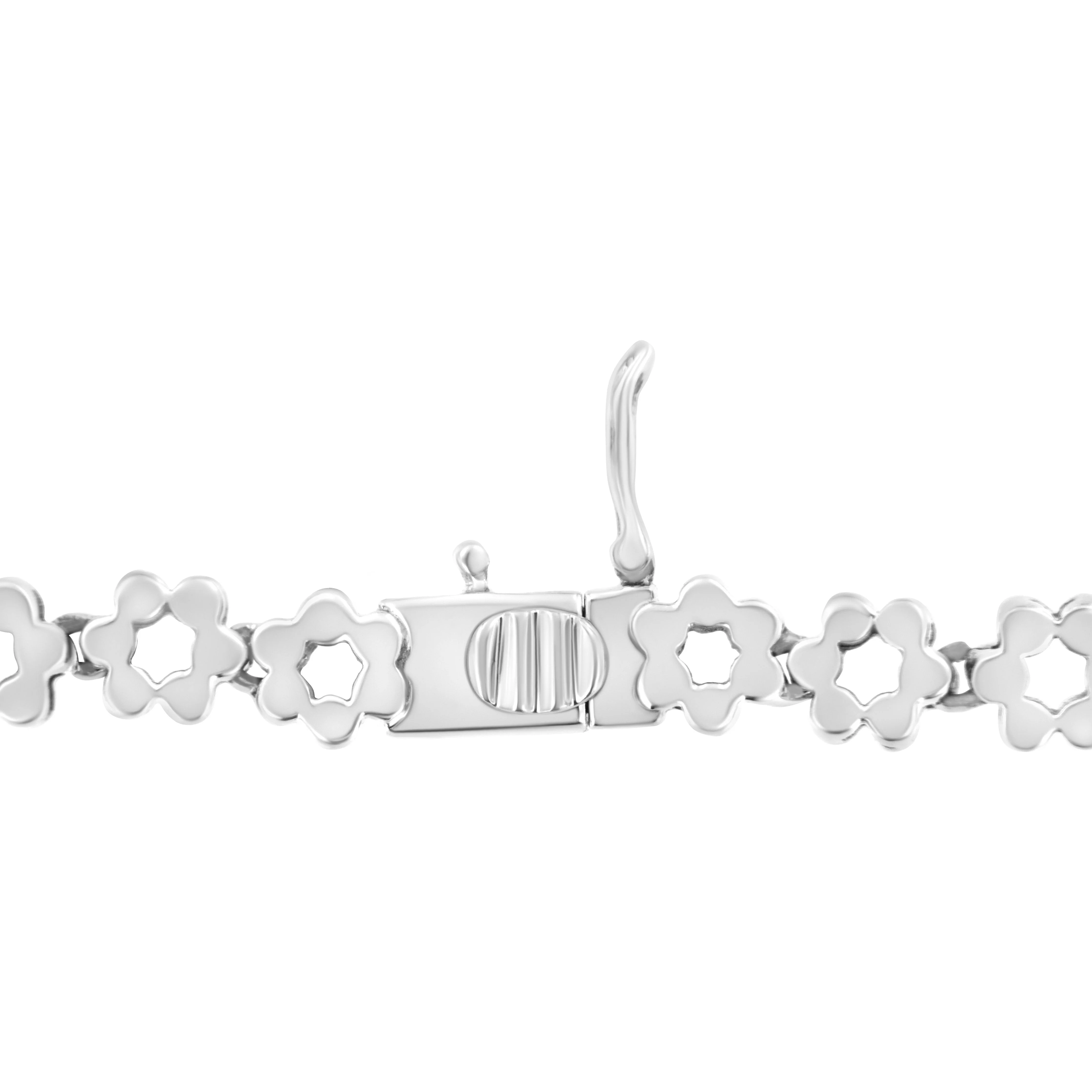 IGI Certified 14K White Gold 8.0 Cttw Pave Set Round-Cut Diamond Cluster Graduating Riviera Statement Necklace (H-I Color, I1 Clarity) - Image 11