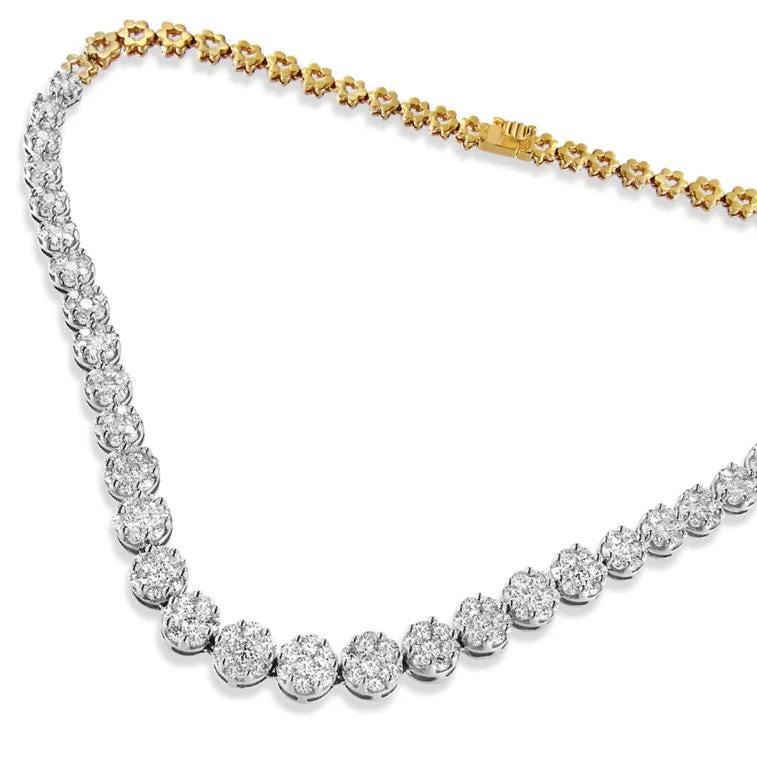 IGI Certified 14K Yellow Gold 14 3/4 cttw Pave Set Round-Cut Diamond Riviera Necklace (F-G Color, S2-I1 Clarity) - Image 2