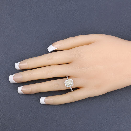 IGI Certified 2.05 Carat Genuine Light Yellow Diamond Center and 0.29cttw White Diamond 18K White Gold Ring (2.34cttw) - Image 9