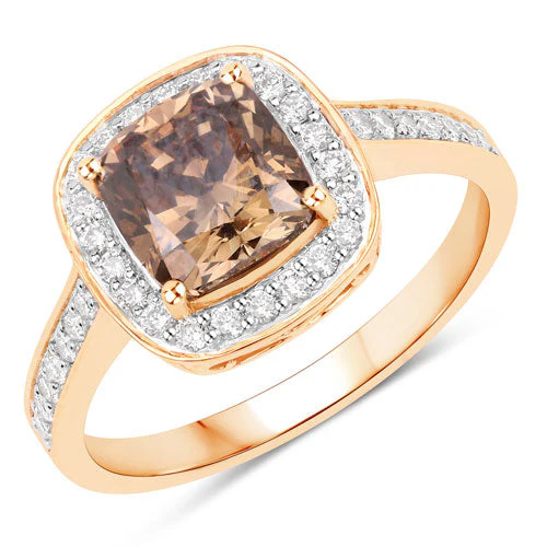IGI Certified 2.19 Carat Genuine Brown Diamond Center and 0.36cttw White Diamond 18K Yellow Gold Ring (2.55cttw) - Image 5