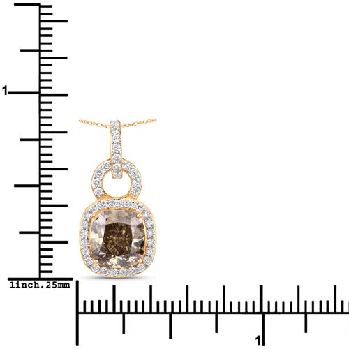 IGI Certified 2.50 Carat Genuine Brown Diamond Center and 0.31cttw White Diamond 18K Yellow Gold Pendant (2.81cttw) - Image 6