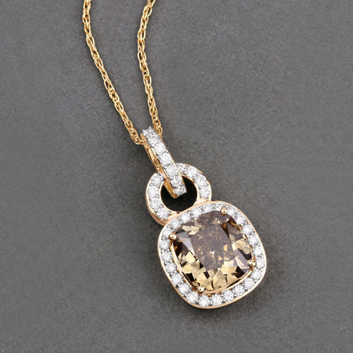 IGI Certified 2.50 Carat Genuine Brown Diamond Center and 0.31cttw White Diamond 18K Yellow Gold Pendant (2.81cttw) - Image 7