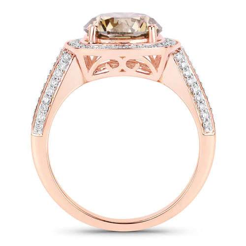IGI Certified 3.01 Carat Genuine Brown Diamond Center and 0.52cttw White Diamond 18K Rose Gold Ring (3.53cttw) - Image 6