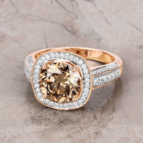 IGI Certified 3.01 Carat Genuine Brown Diamond Center and 0.52cttw White Diamond 18K Rose Gold Ring (3.53cttw) - Image 8
