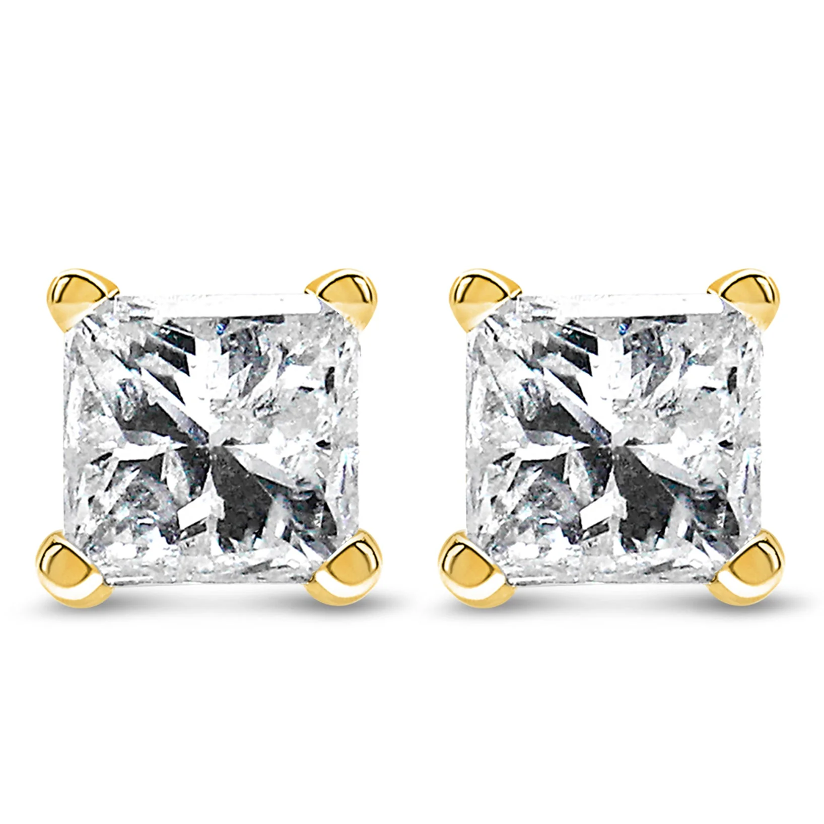 IGI Certified 3/8 Cttw Princess-Cut Square Diamond 4-Prong Solitaire Stud Earrings in 14K Yellow Gold (K-L Color, I1-I2 Clarity) - Image 6