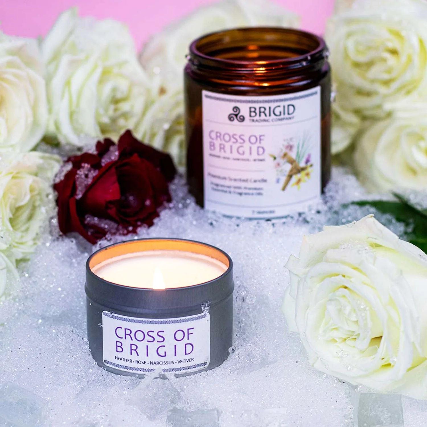Imbolc Soy Wax Candle - Heather, Rose, Narcissus & Vetiver - Image 3