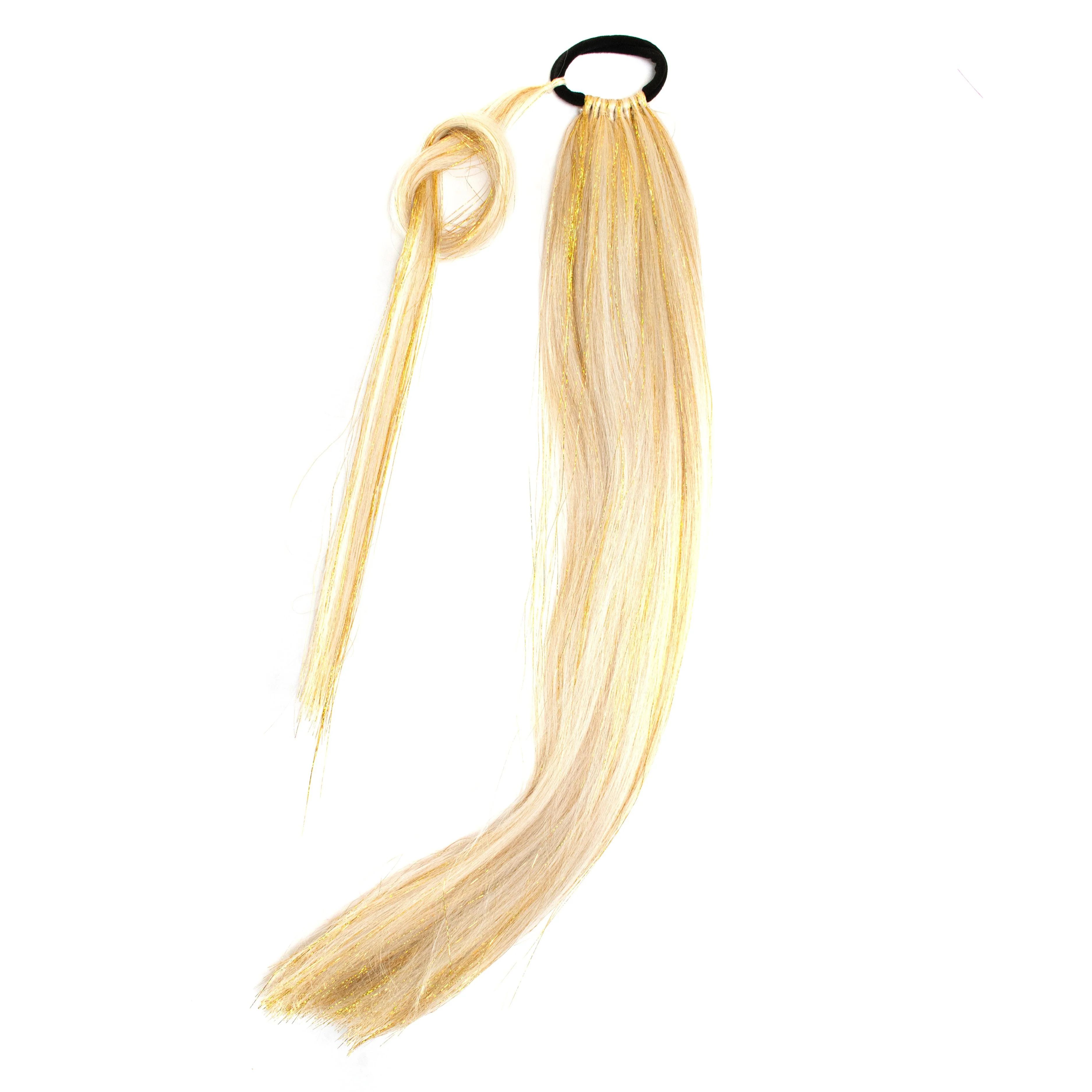 Jackpot - Platinum Blonde Ponytail Extension with Gold Tinsel