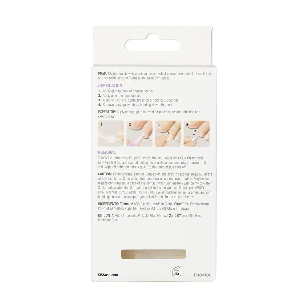 Kiss Brand Gel Fantasy Toenails White - Image 2