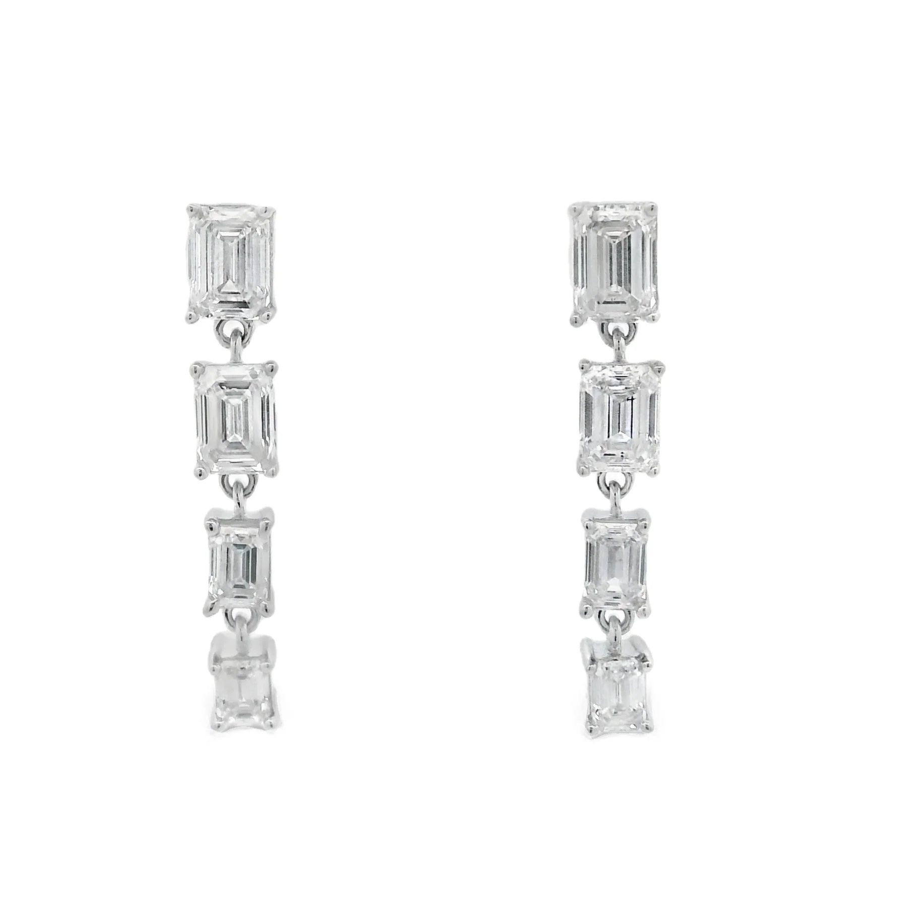 Lab Grown Diamond Dangle Earrings 14KT White Gold