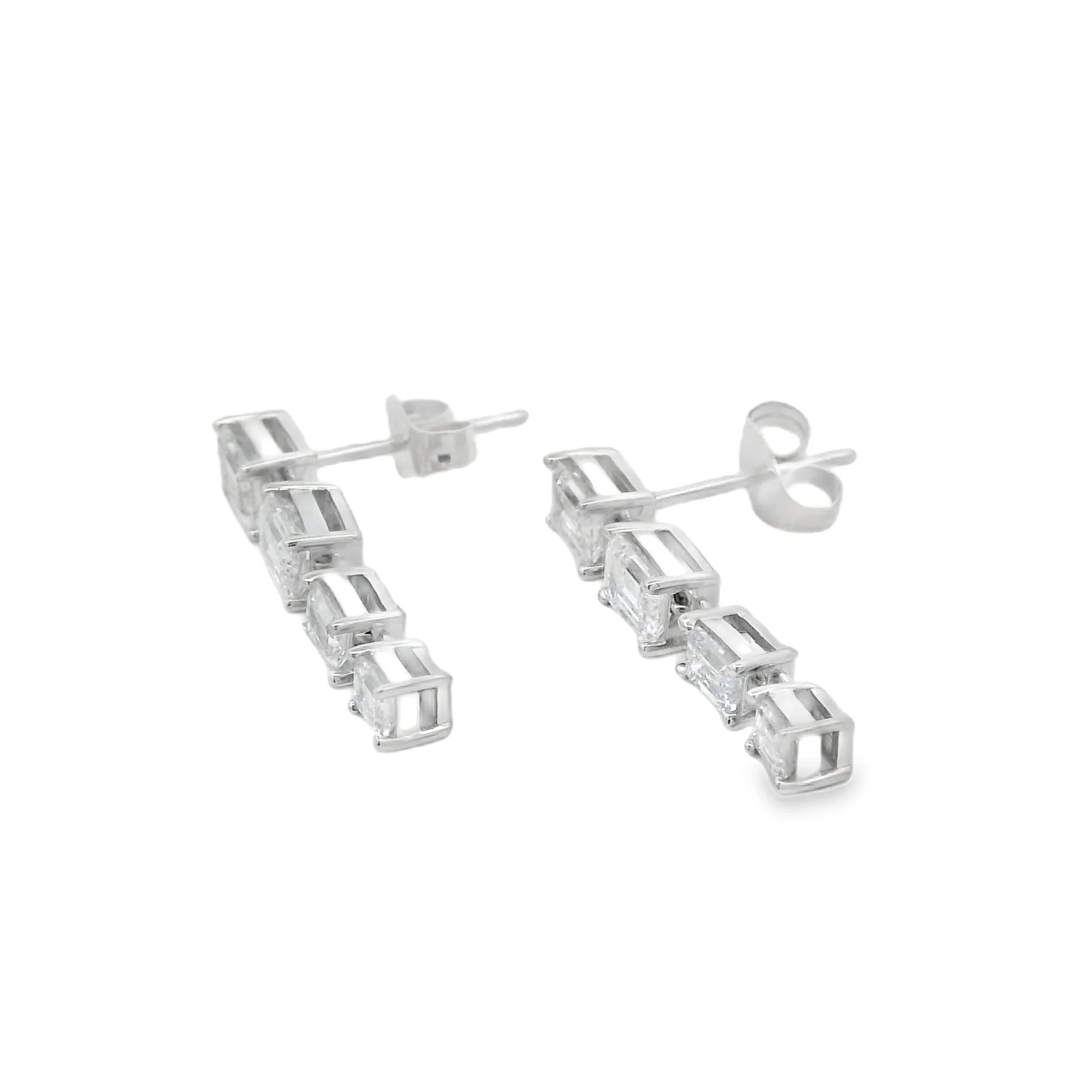 Lab Grown Diamond Dangle Earrings 14KT White Gold - Image 2