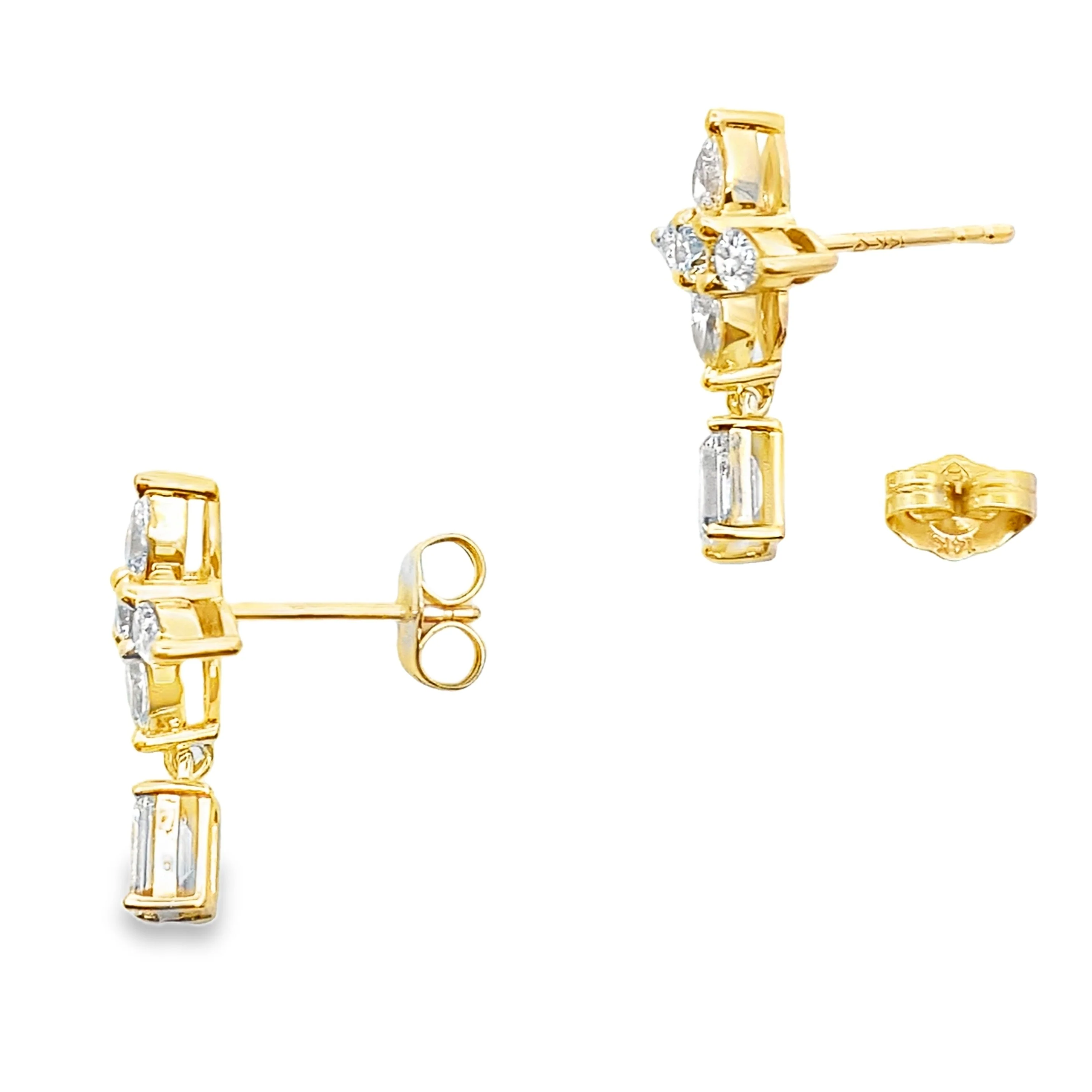 Lab Grown Diamond Dangle Earrings 14KT Yellow Gold - Image 2