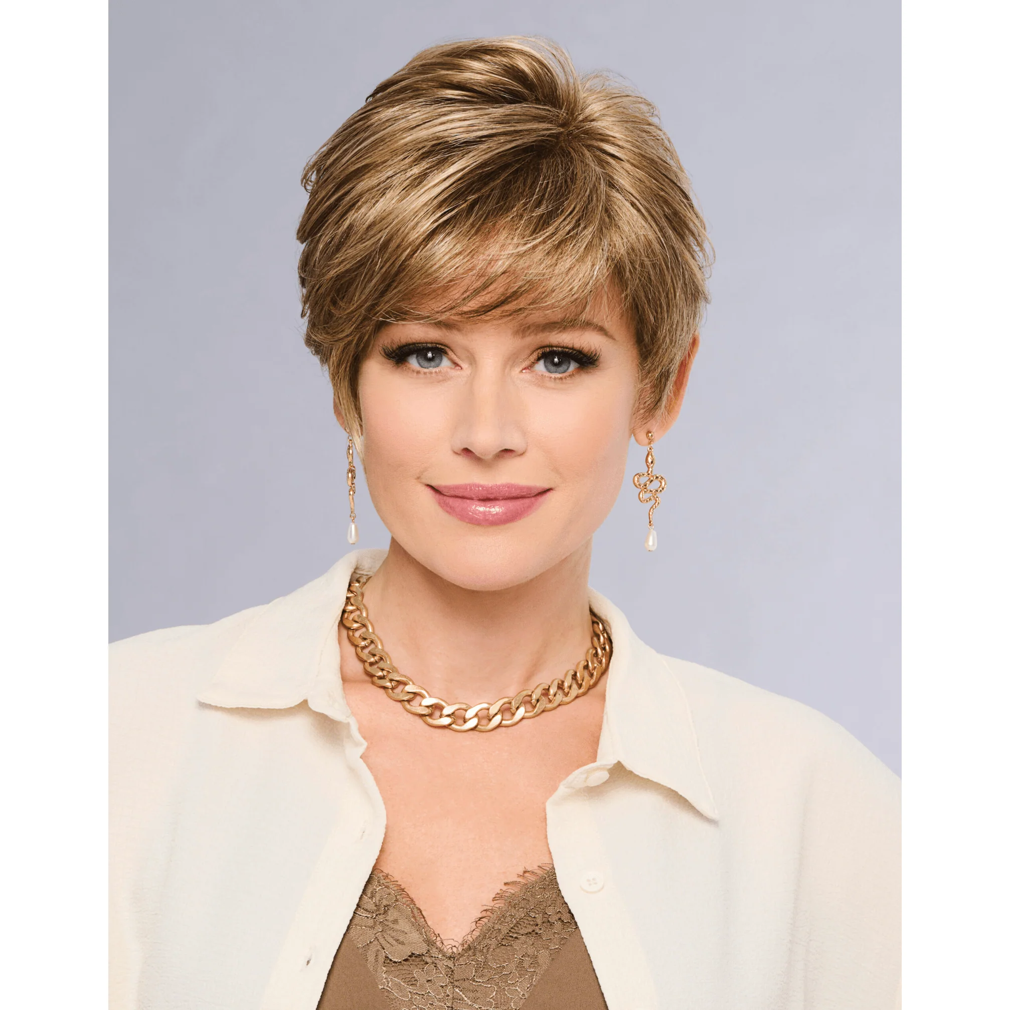 Let ' S Lambada Short Wavy Boycut Wig by Hairuwear, 2023 Spring Luxury Collection, Average Cap, Gl15-26 Buttered Toast