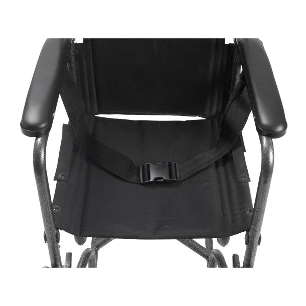 Lightweight Steel Transport Wheelchair, Fixed Full Arms, 19" Seat - Image 4