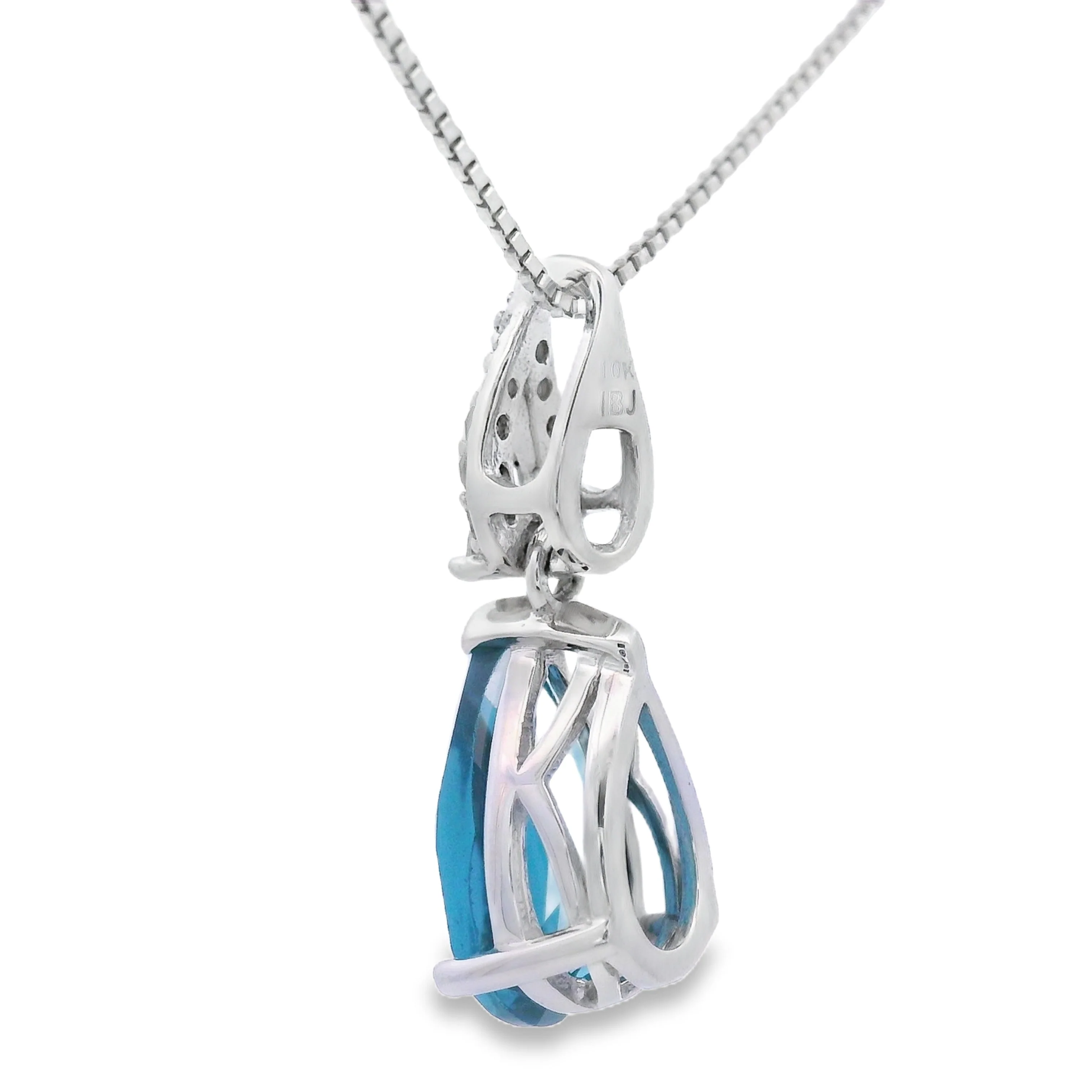 London Blue Topaz Fashion Pendants 10KT White Gold - Image 2