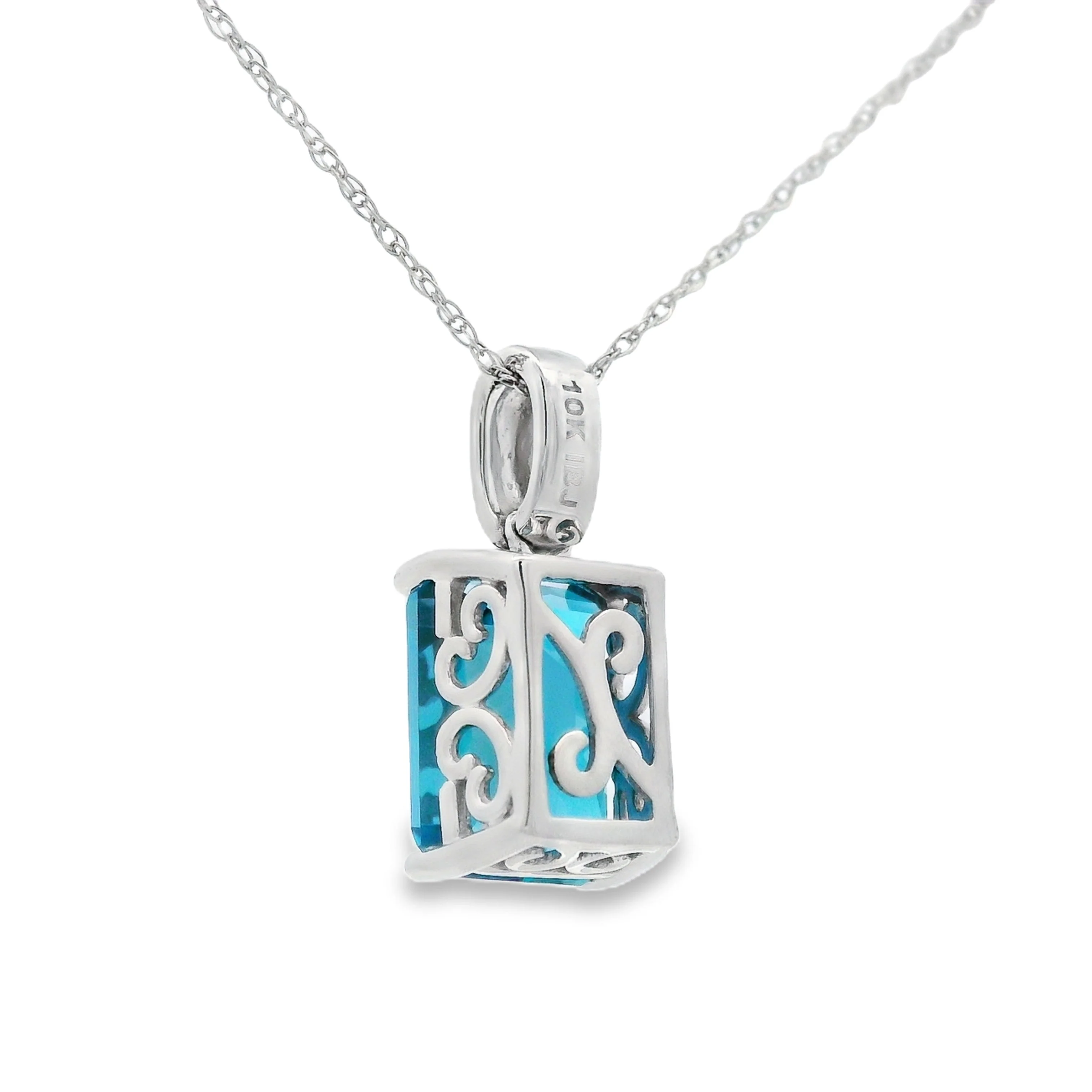 London Blue Topaz Fashion Pendants 10KT White Gold - Image 2