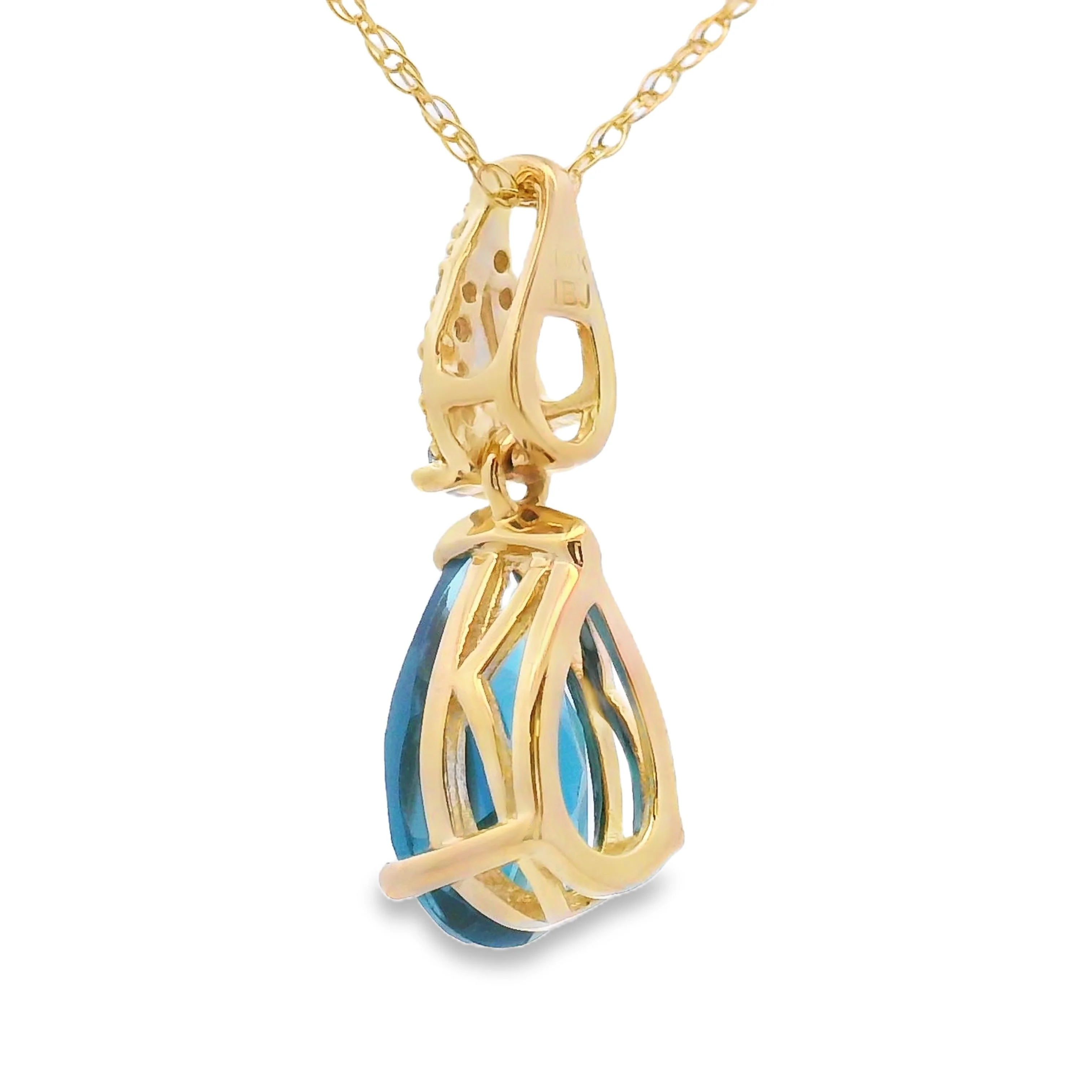 London Blue Topaz Fashion Pendants 10KT Yellow Gold - Image 2