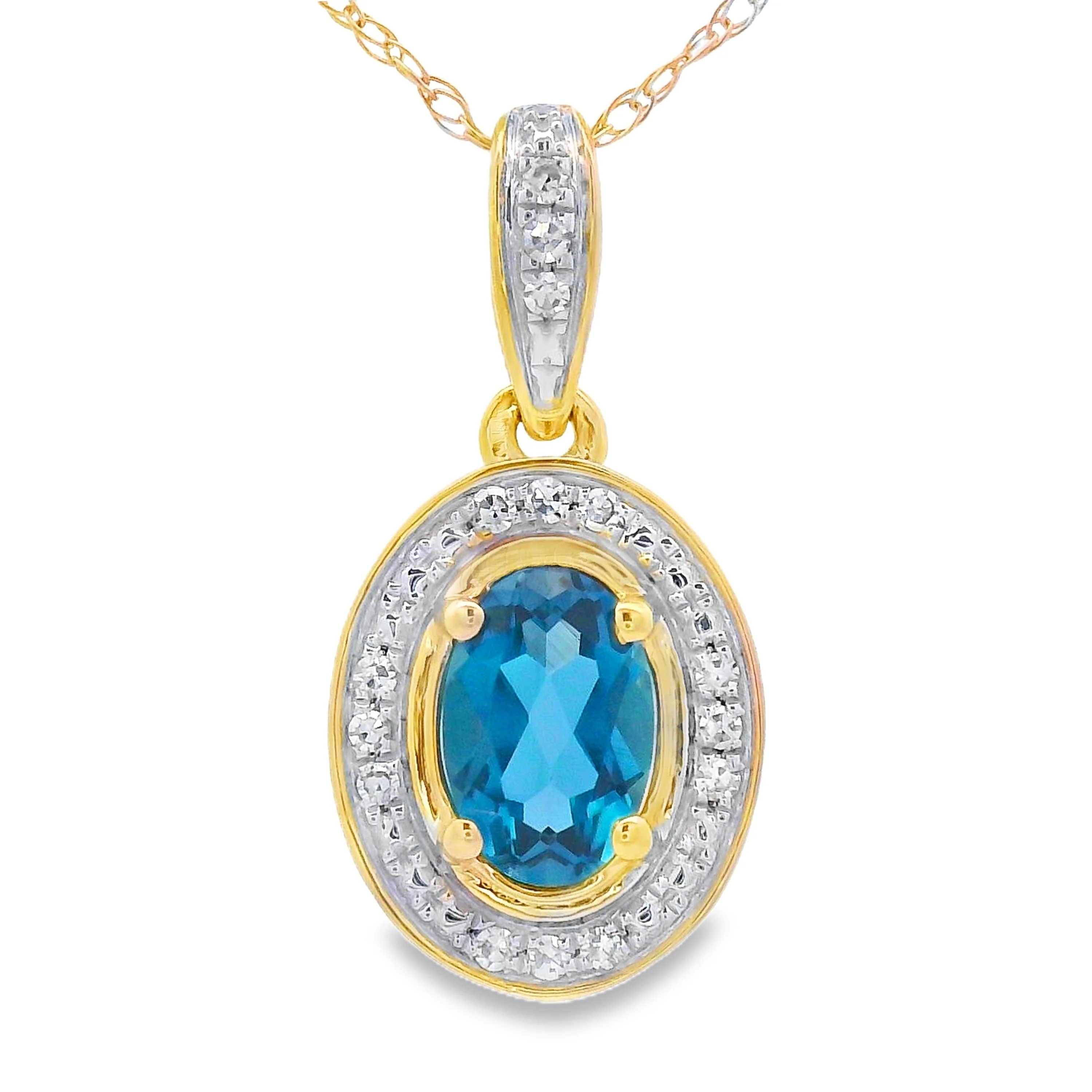 London Blue Topaz Fashion Pendants 10KT Yellow Gold