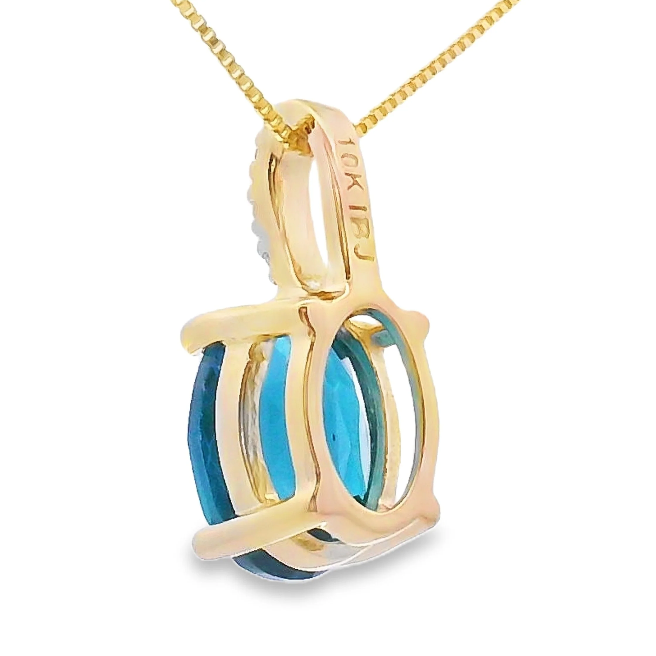 London Blue Topaz Fashion Pendants 10KT Yellow Gold - Image 2