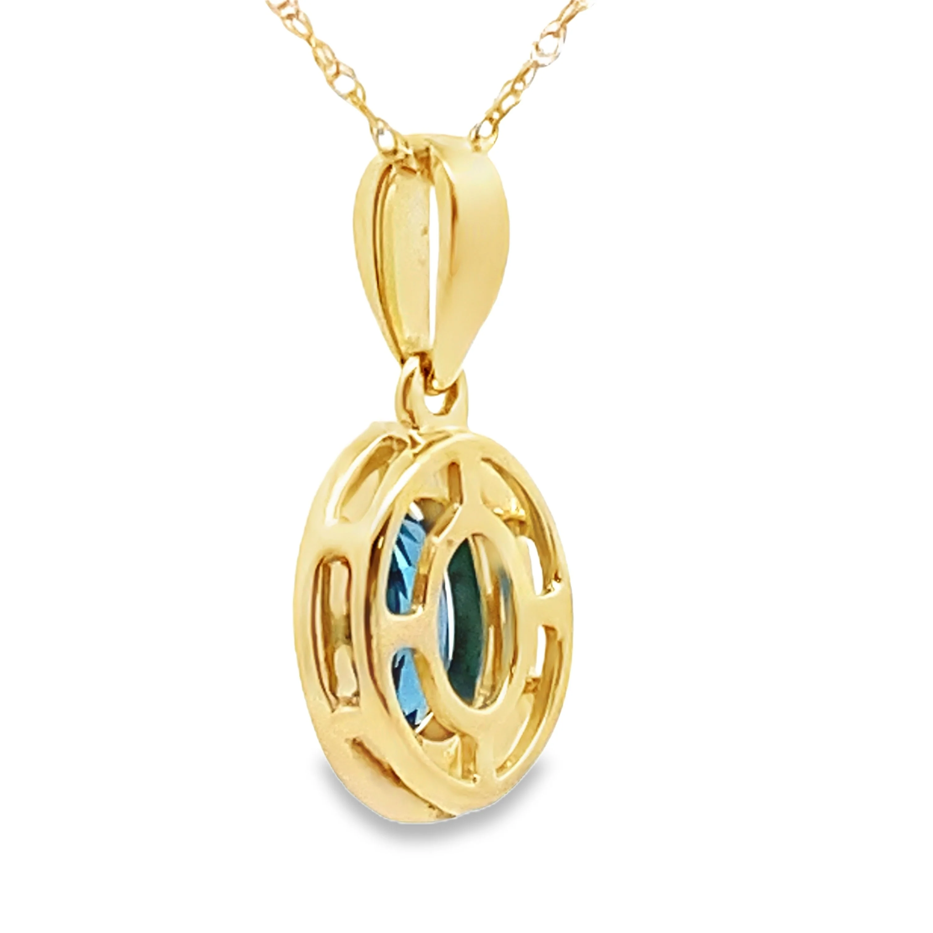 London Blue Topaz Fashion Pendants 10KT Yellow Gold - Image 2