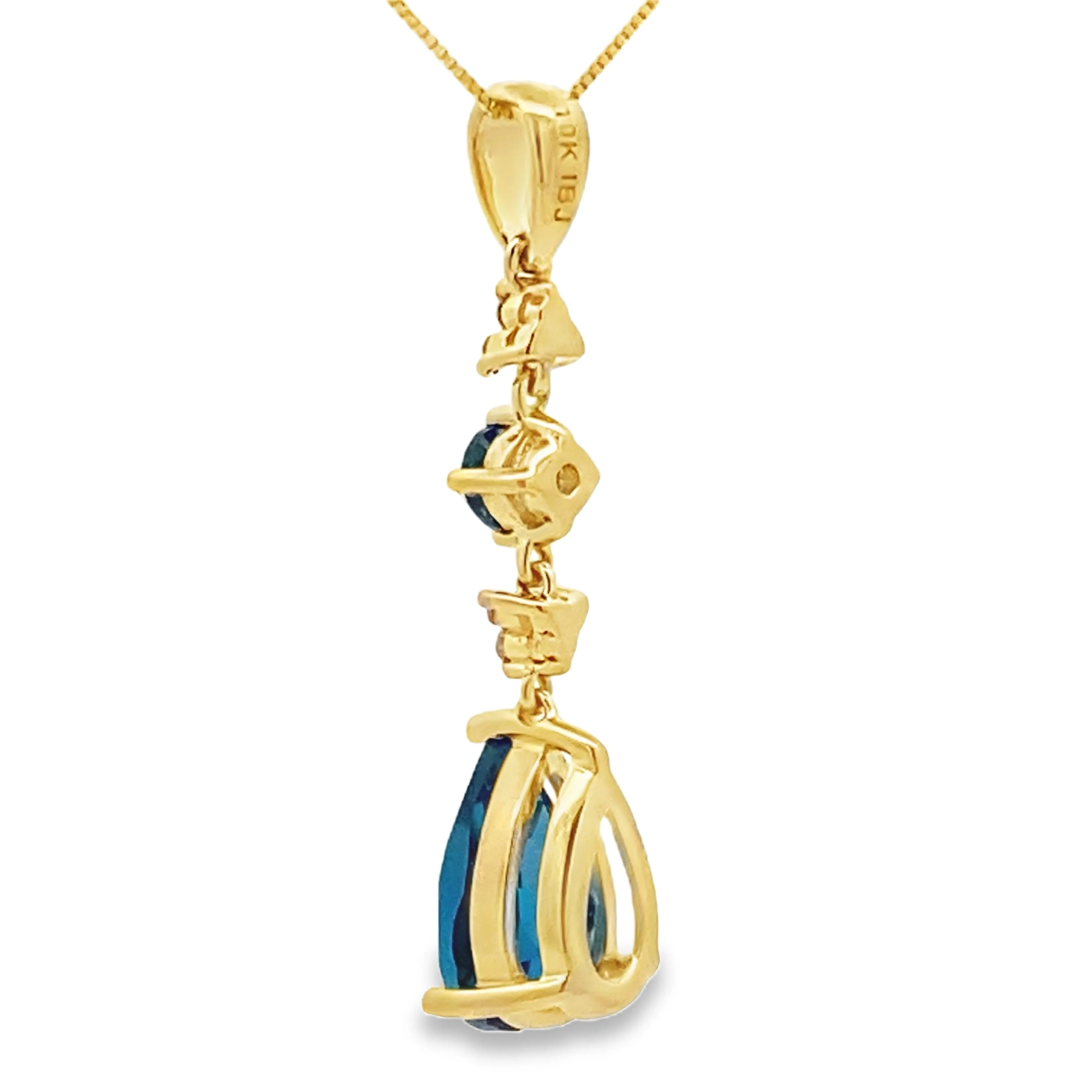 London Blue Topaz Fashion Pendants 10KT Yellow Gold - Image 2