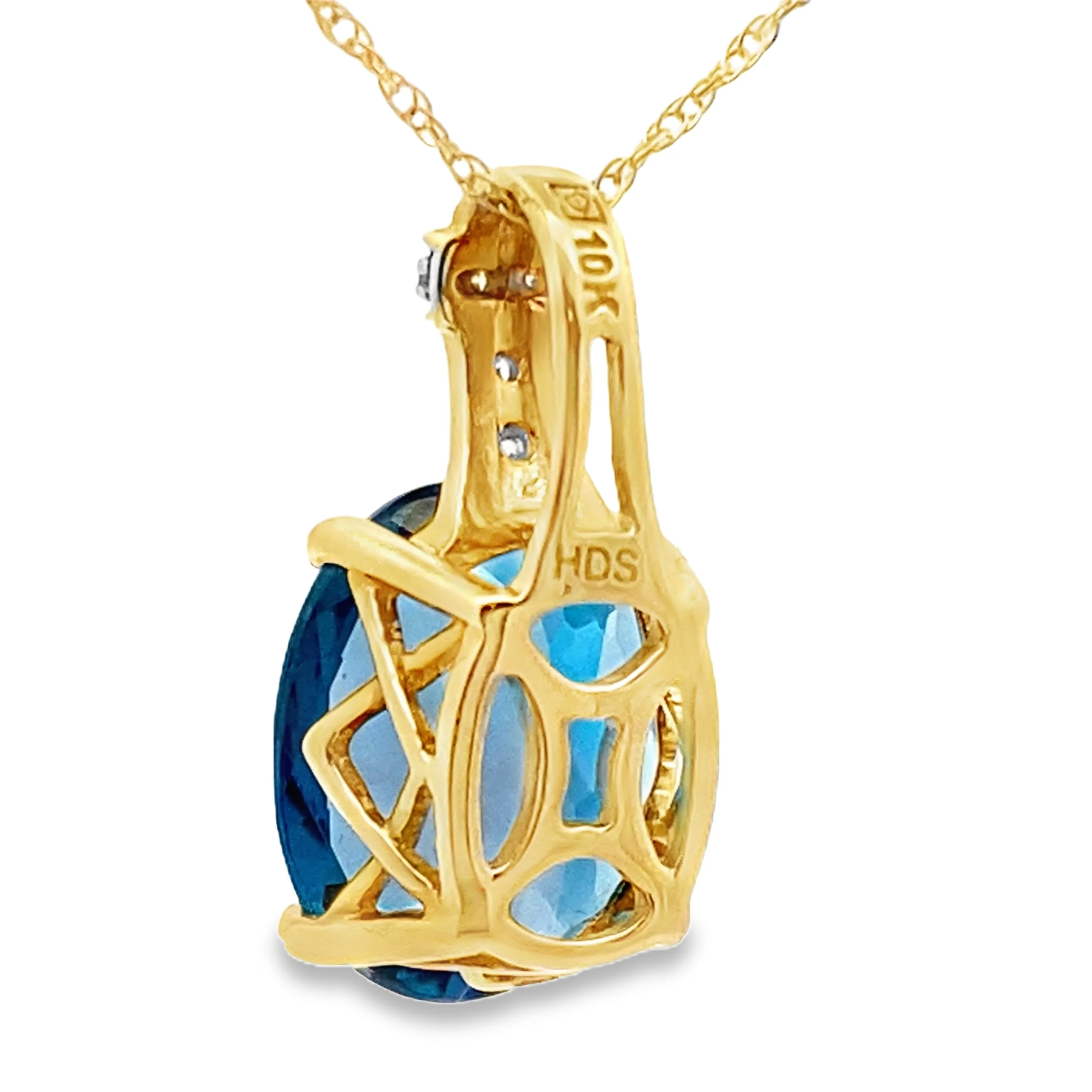 London Blue Topaz Fashion Pendants 10KT Yellow Gold - Image 2