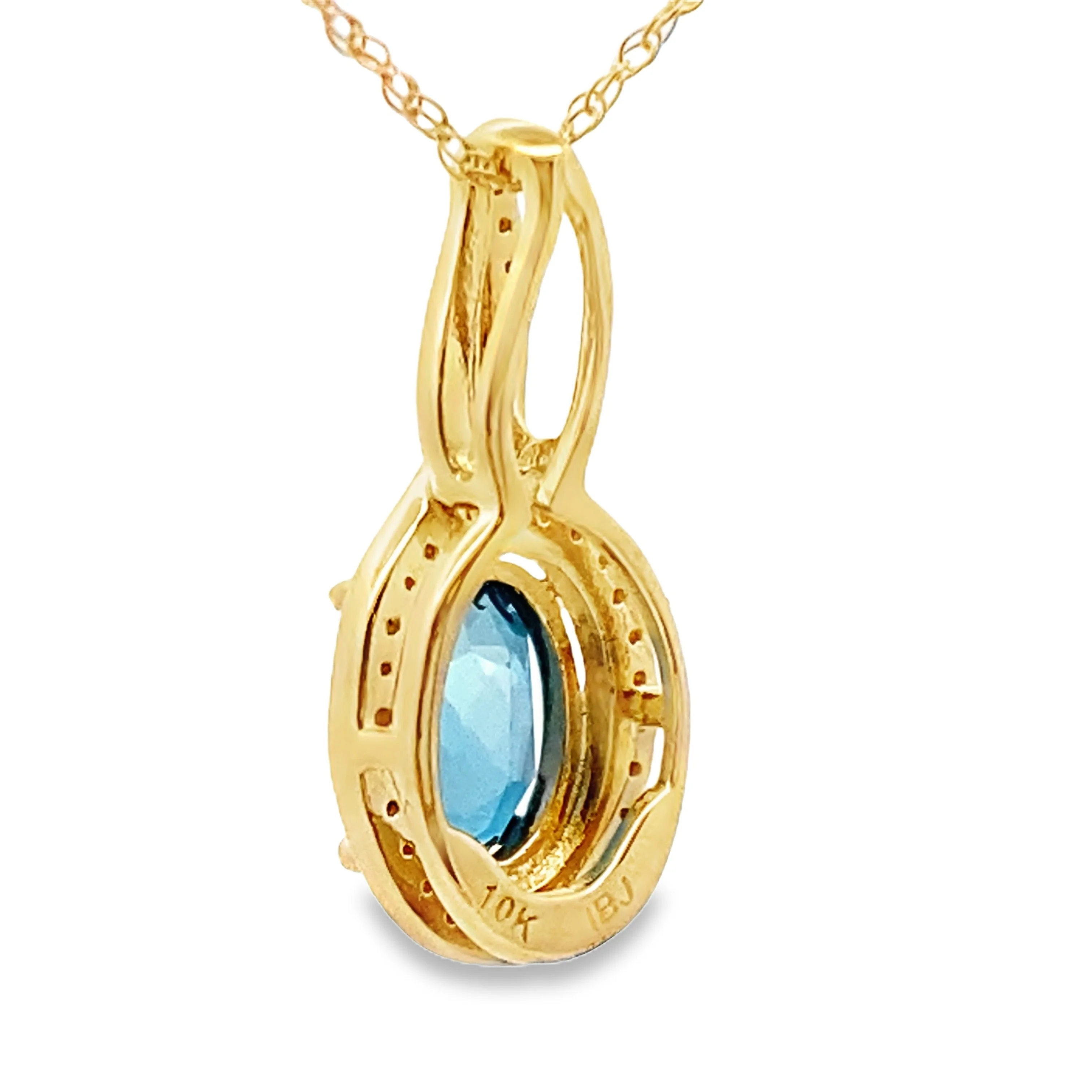 London Blue Topaz Fashion Pendants 10KT Yellow Gold - Image 2