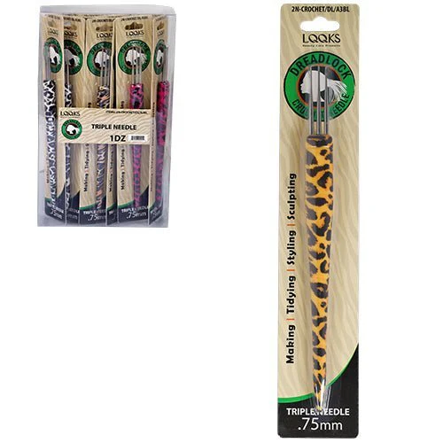 LQQKS ANIMAL PRINT HANDLE DREADLOCK CROCHET TRIPLE NEEDLE .75