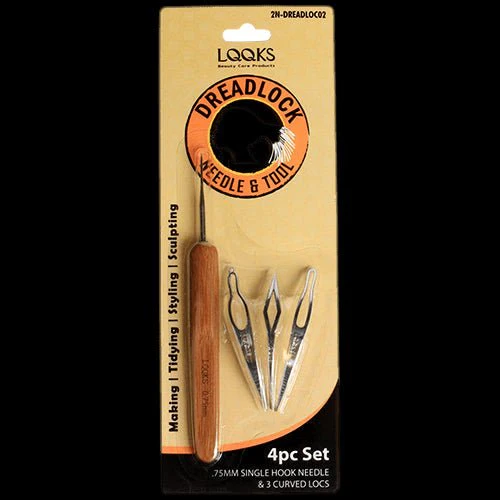 LQQKS CURVED DREADLOCK TOOL 3PC + BAMBOO CROCHET SINGLE HOOK