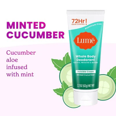 Lume Cream Deodorant Tube Minted Cucumber 2.2oz - New - Image 7