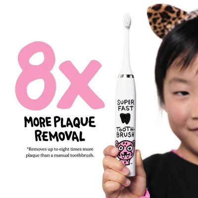 Made by Dentists Kids; Rechargeable Electric Toothbrush with 2 Replacement Toothbrush Heads Cheetah - New - Image 3