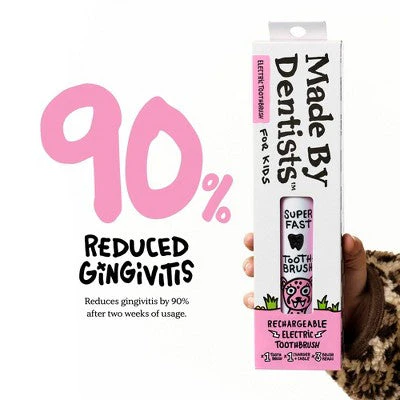 Made by Dentists Kids; Rechargeable Electric Toothbrush with 2 Replacement Toothbrush Heads Cheetah - New - Image 4