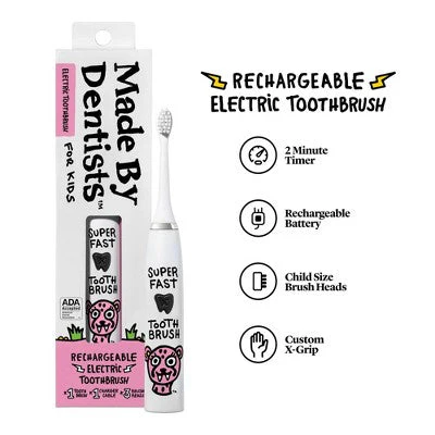 Made by Dentists Kids; Rechargeable Electric Toothbrush with 2 Replacement Toothbrush Heads Cheetah - New - Image 5