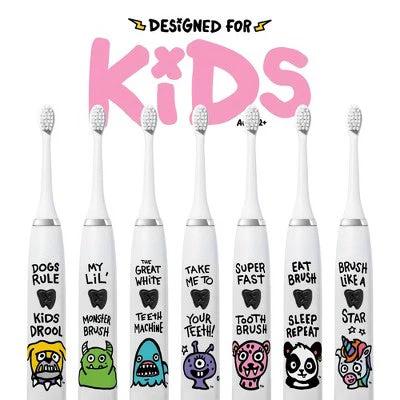 Made by Dentists Kids; Rechargeable Electric Toothbrush with 2 Replacement Toothbrush Heads Cheetah - New - Image 8