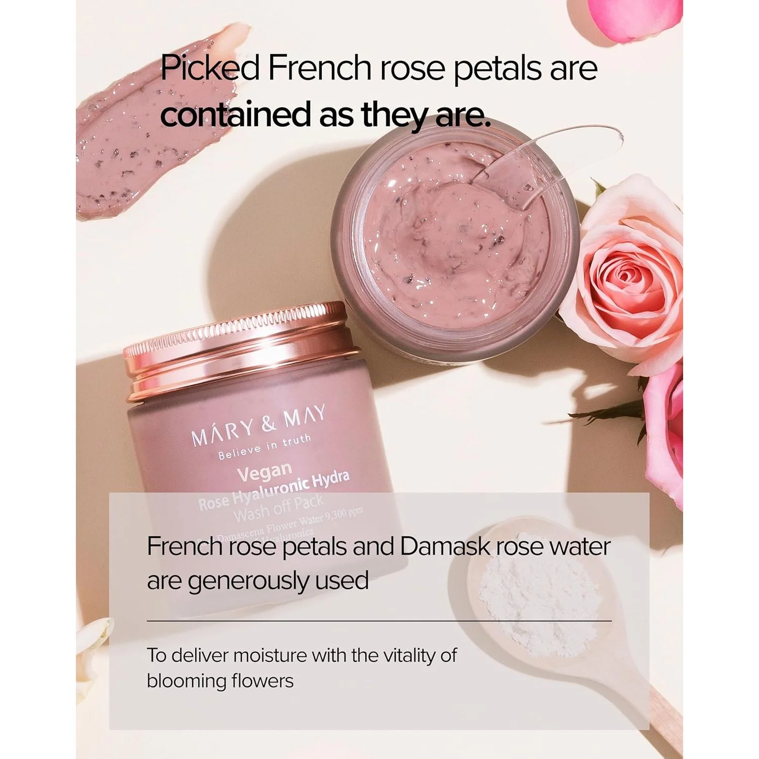Mary & May Vegan Rose Hyaluronic Hydra Wash Off Pack - Image 3