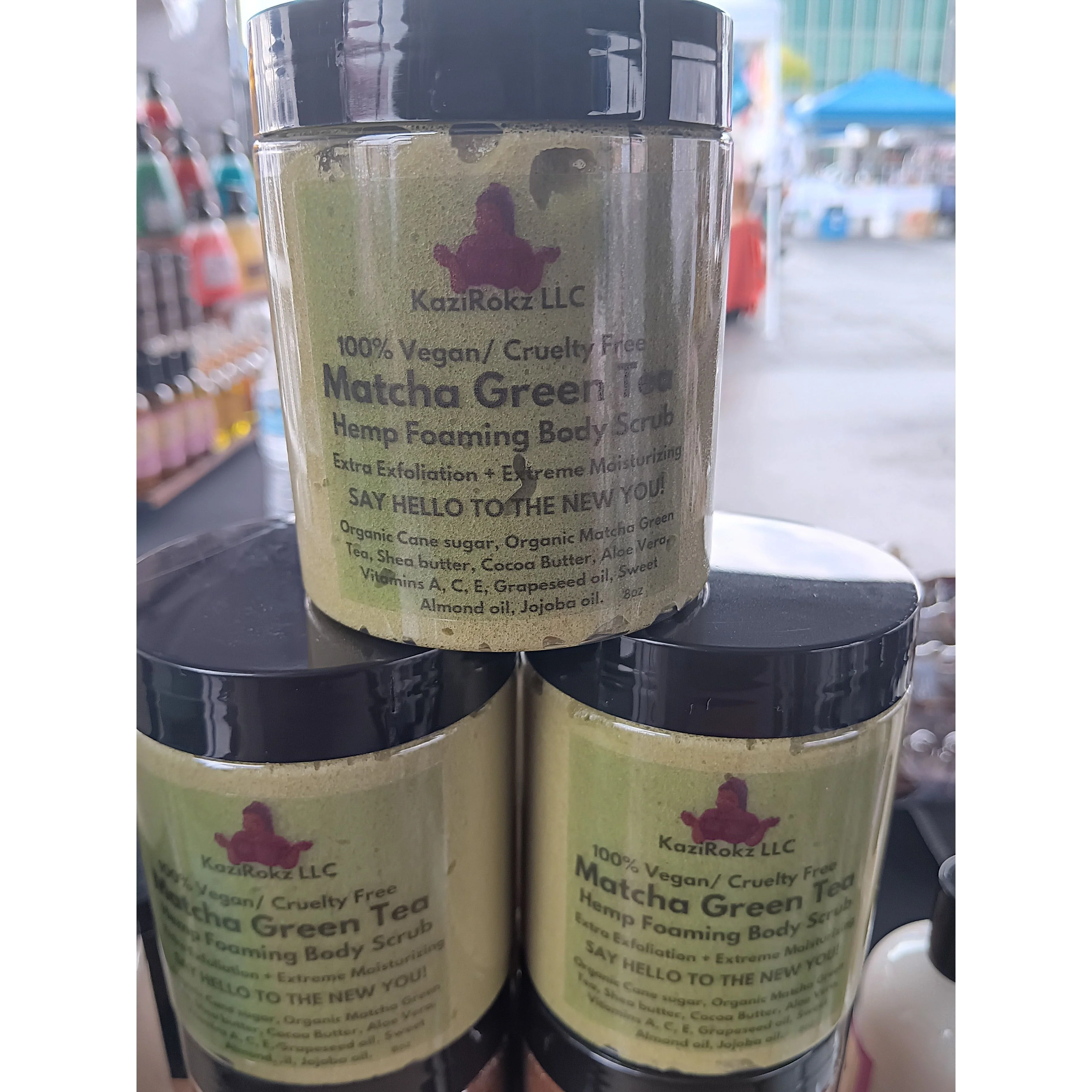 Matcha Green Tea Hemp Foaming Body Scrub 8oz (100% Vegan / Cruelty Free)