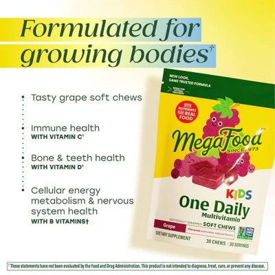 MegaFood Kids Multivitamin Grape 30ct - New - Image 4