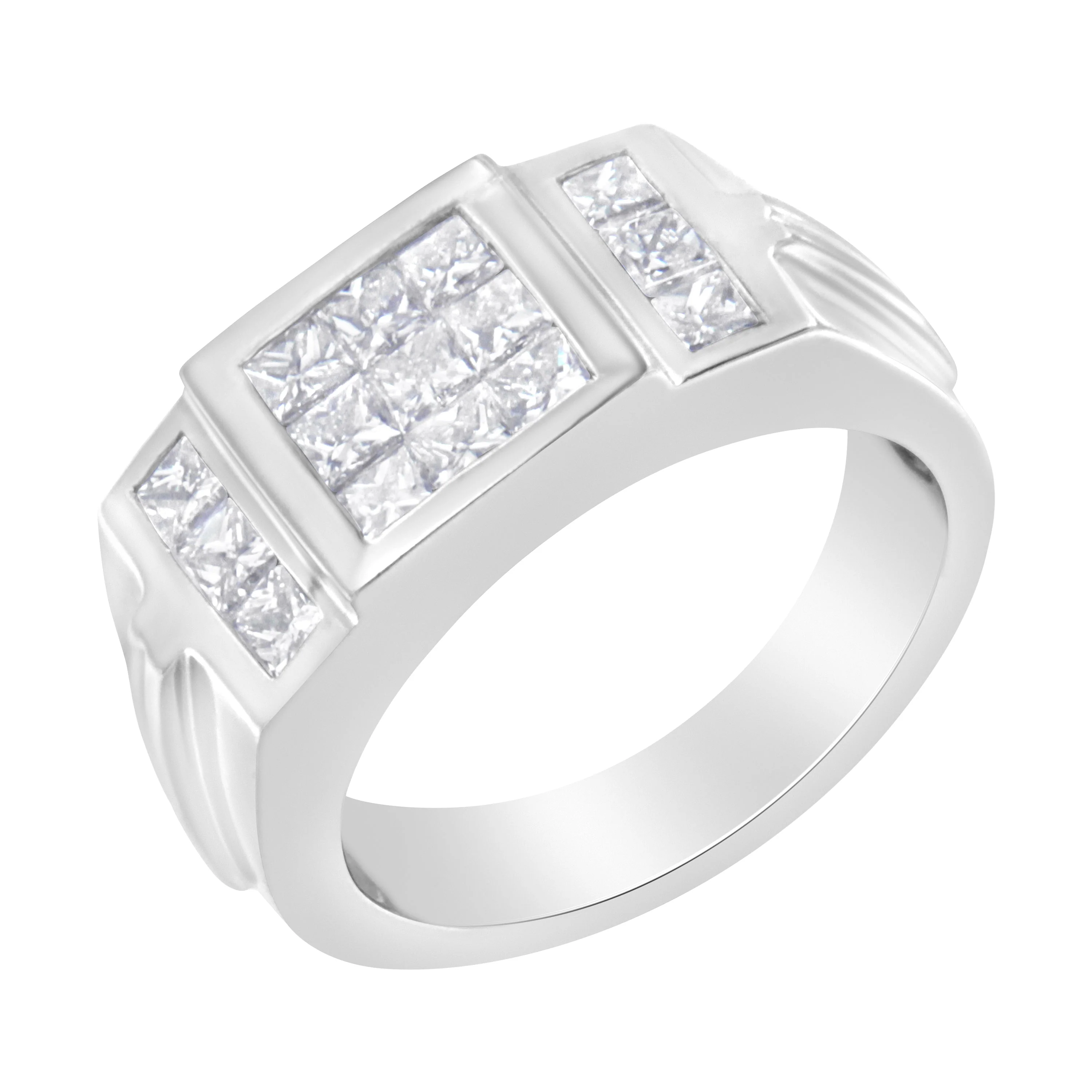 Men's 14K White Gold Diamond Cluster Ring (2 cttw, G-H Color, SI1-SI2 Clarity) - Image 3