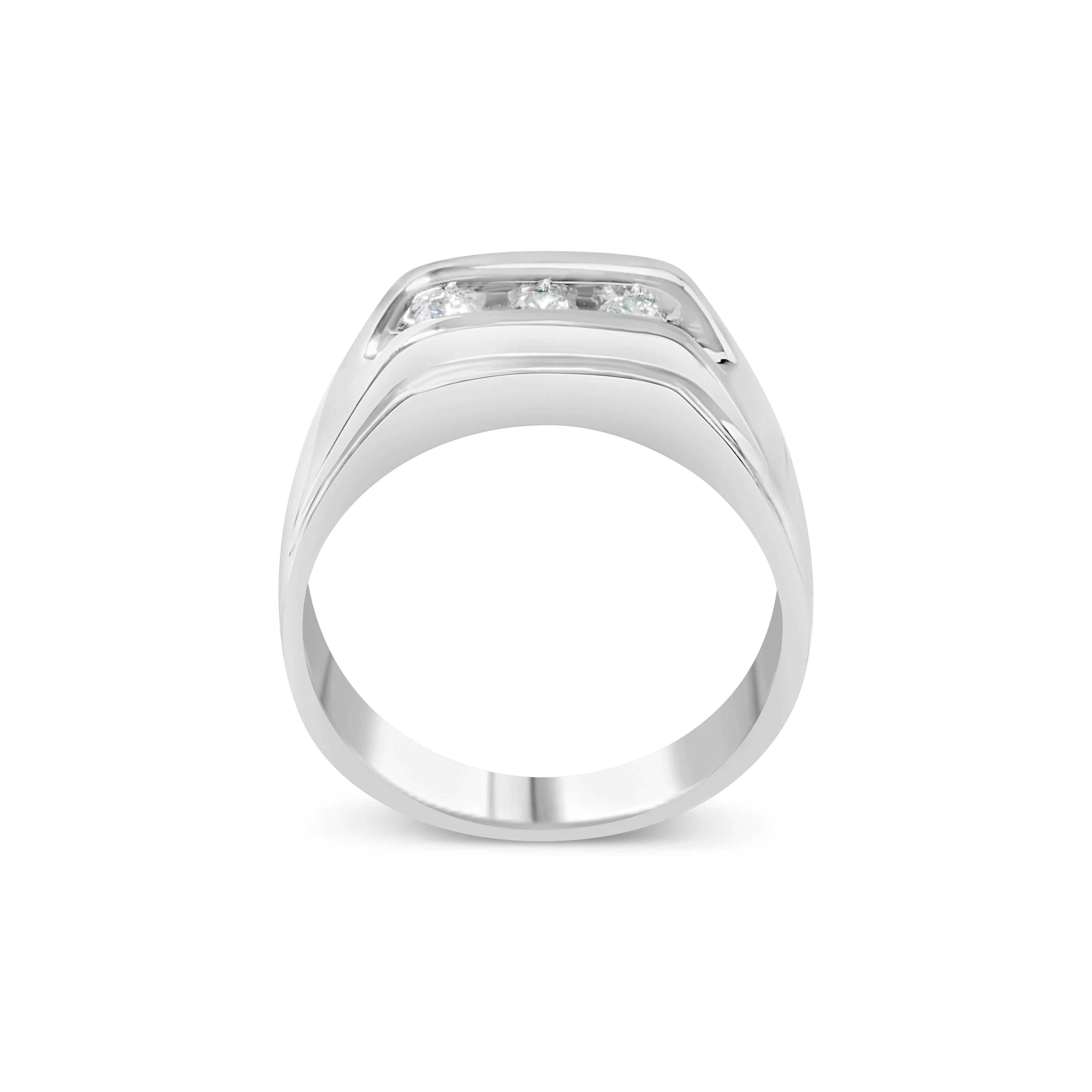 Men's .925 Sterling Silver 1/3 Cttw Diamond Channel Set 3 Stone Ring Band (I-J Color, I3 Clarity) - Ring Size 10 - Image 2