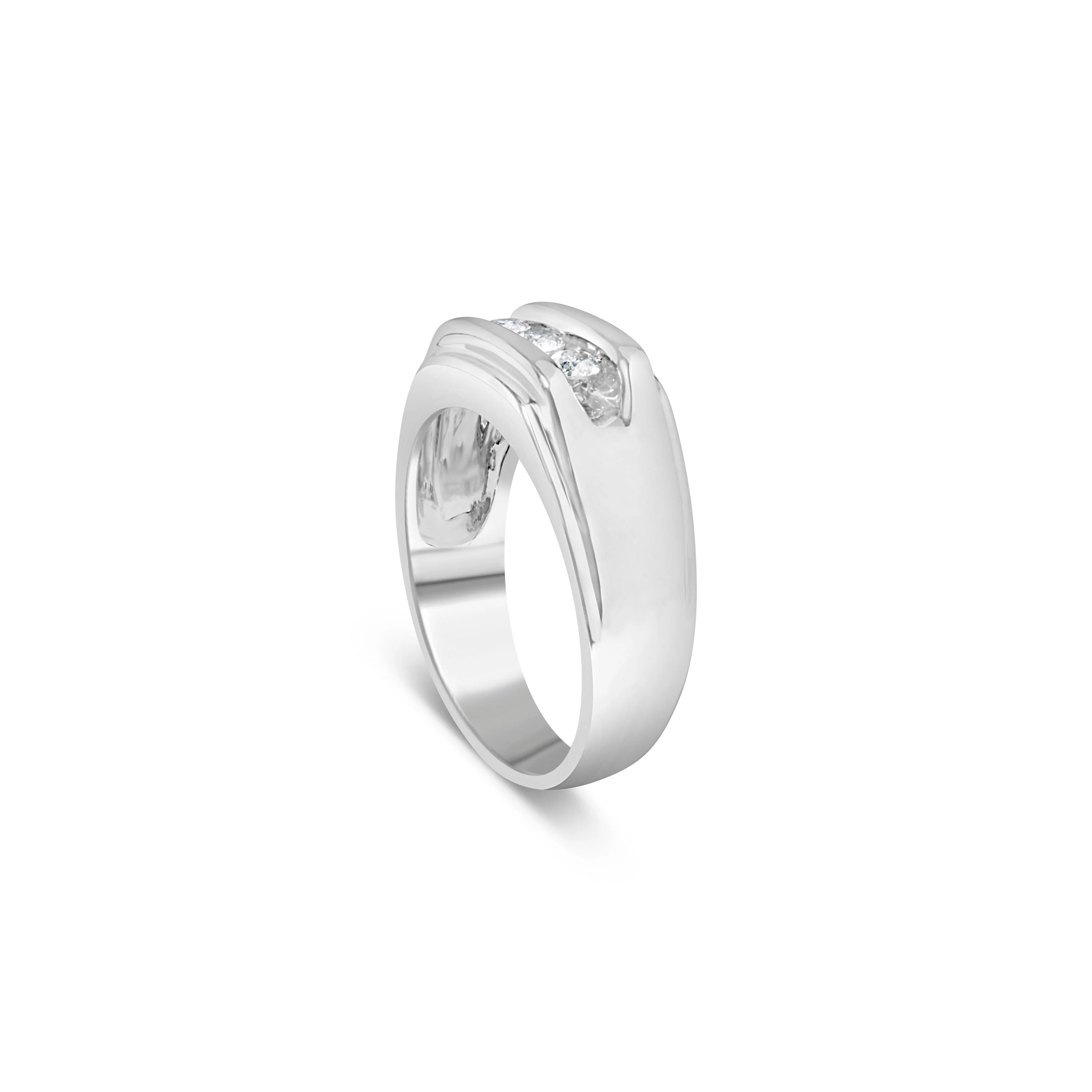 Men's .925 Sterling Silver 1/3 Cttw Diamond Channel Set 3 Stone Ring Band (I-J Color, I3 Clarity) - Ring Size 10 - Image 3