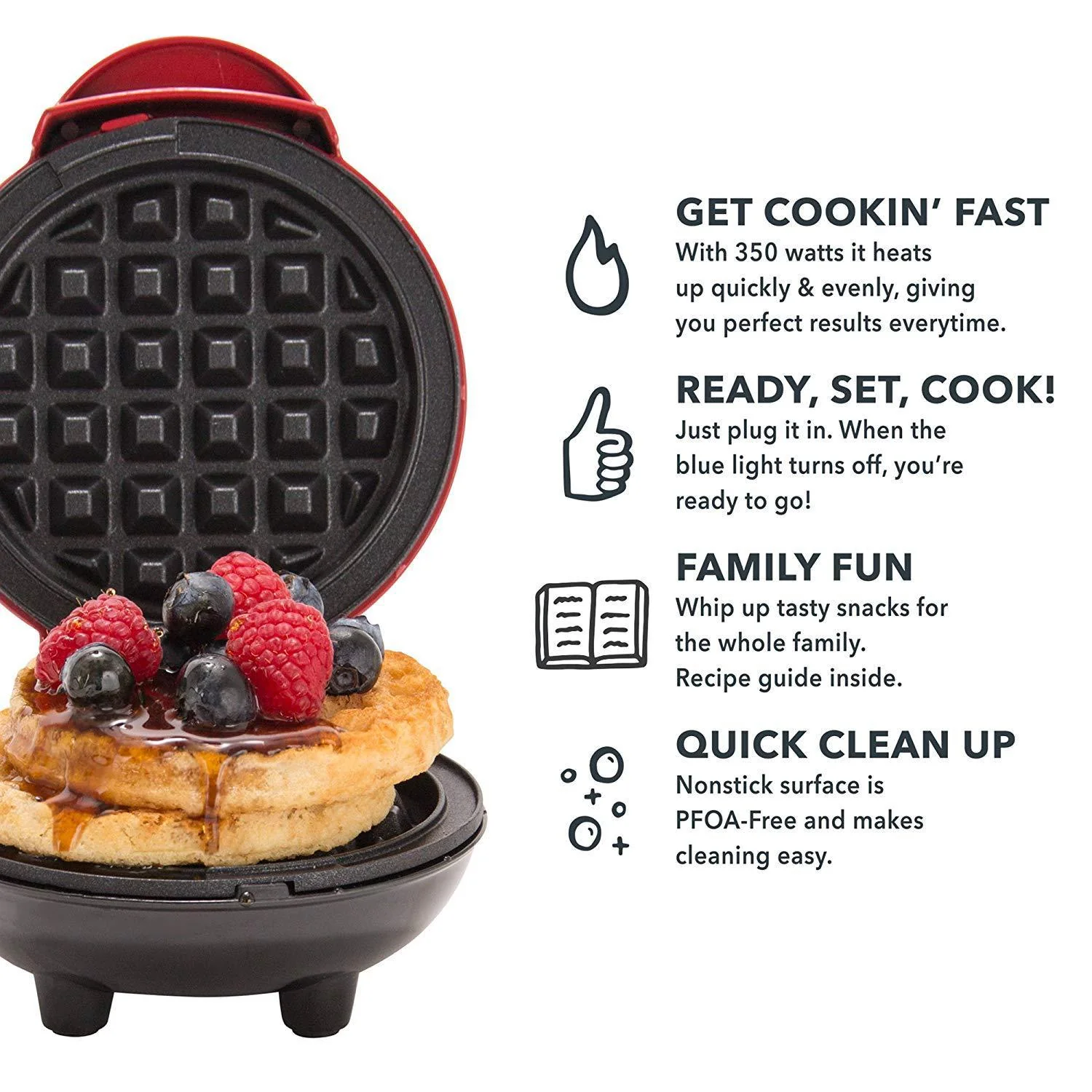 🧇 Mini Waffle Maker – 4” Nonstick Personal Waffle Machine - Image 4