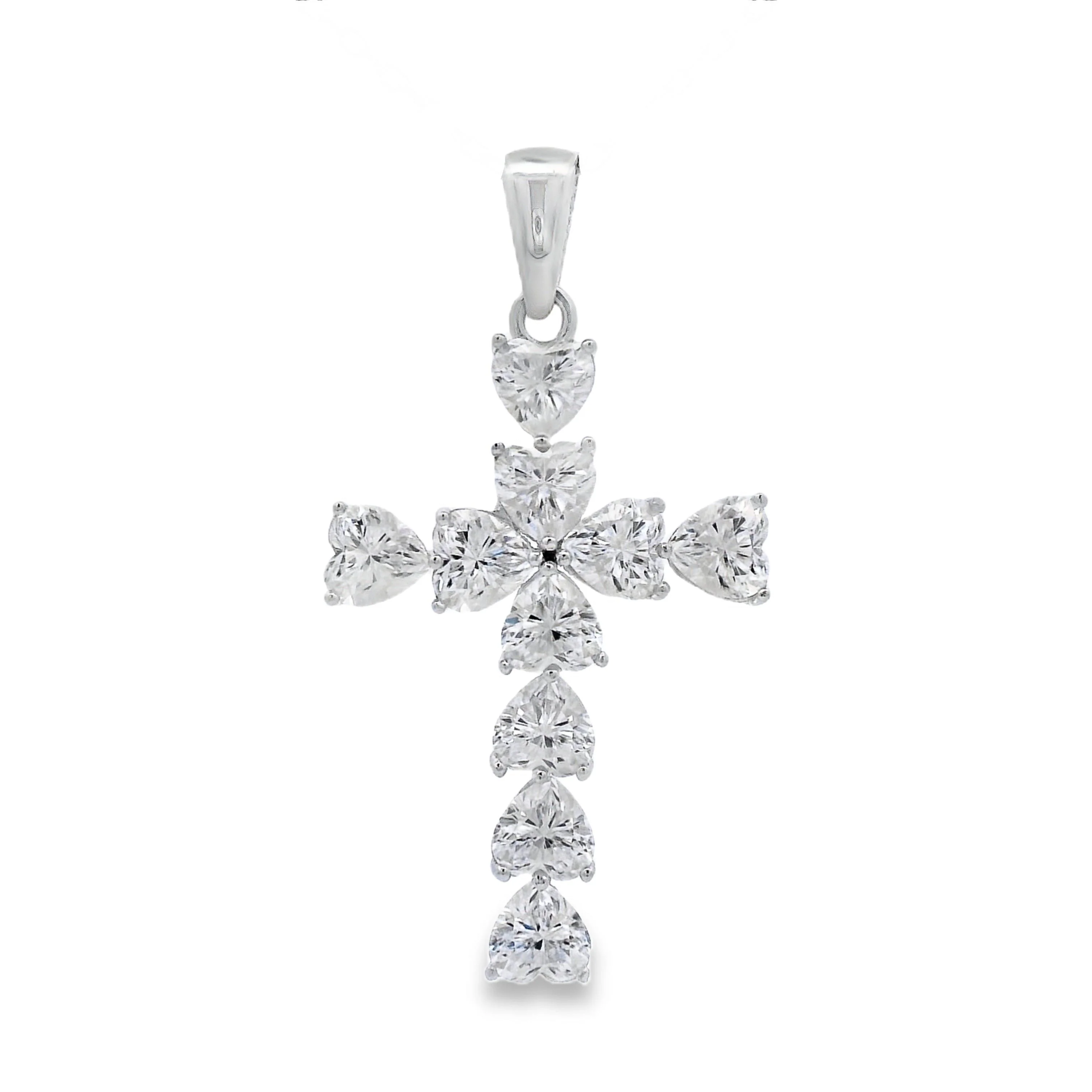 Moissanite Cross Religious Pendant Sterling Silver